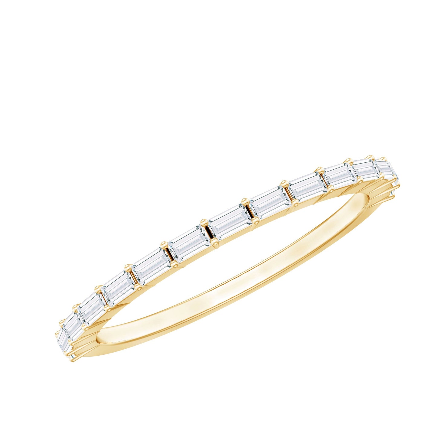 Baguette Cut Diamond Stackable Ring in Shared Prong Setting