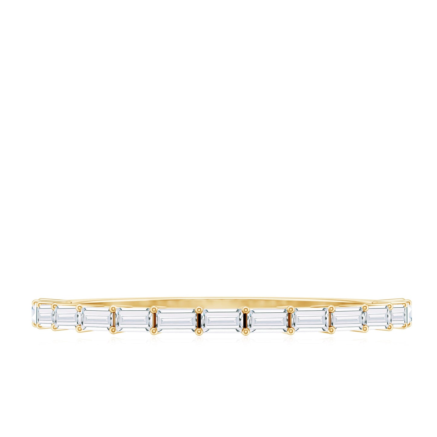 Baguette Cut Diamond Stackable Ring in Shared Prong Setting