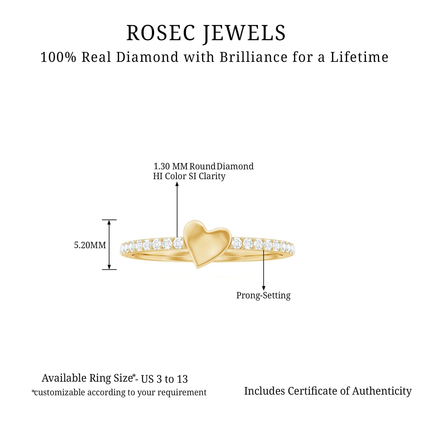 Diamond Heart Shape Promise Ring for Her