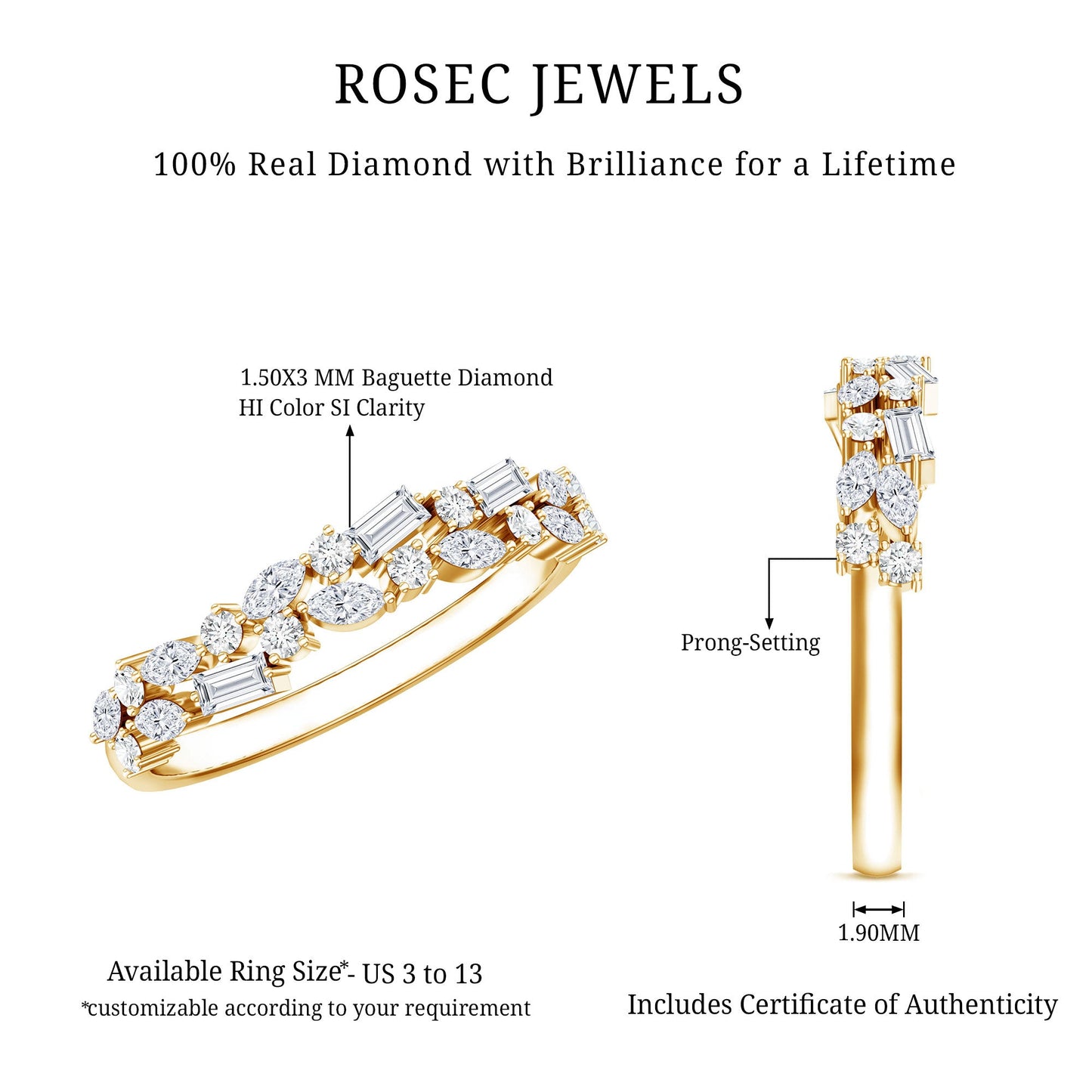 Real Diamond Half Eternity Band Ring