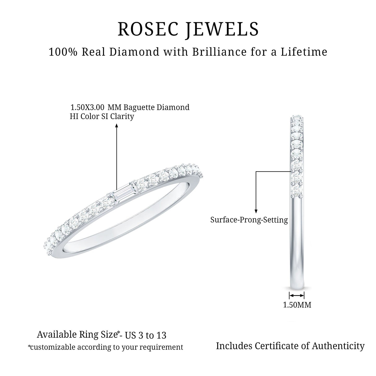 Real Diamond Half Eternity Ring