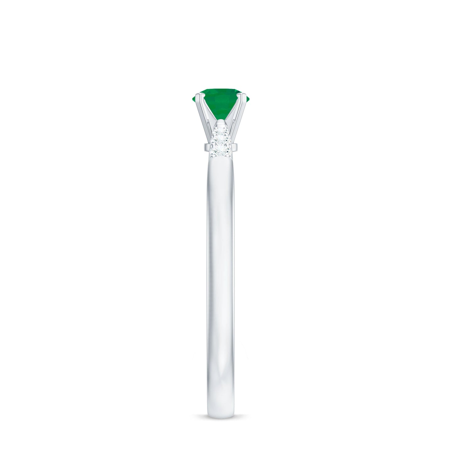 Natural Half Carat Emerald Promise Ring with Diamond