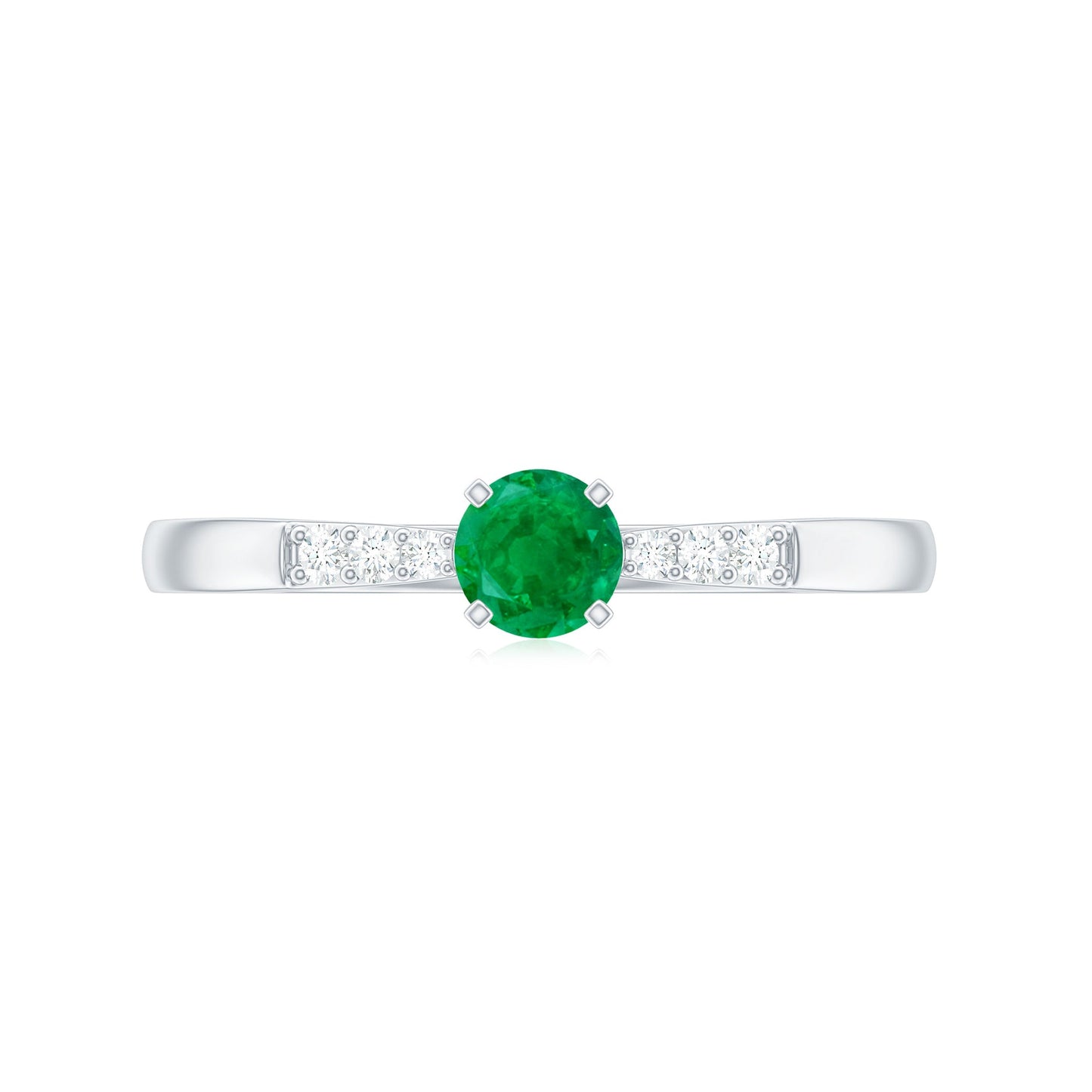 Natural Half Carat Emerald Promise Ring with Diamond