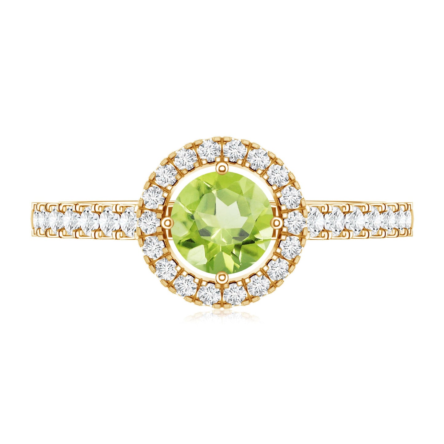 Genuine Half Carat Peridot Engagement Ring with Diamond Halo