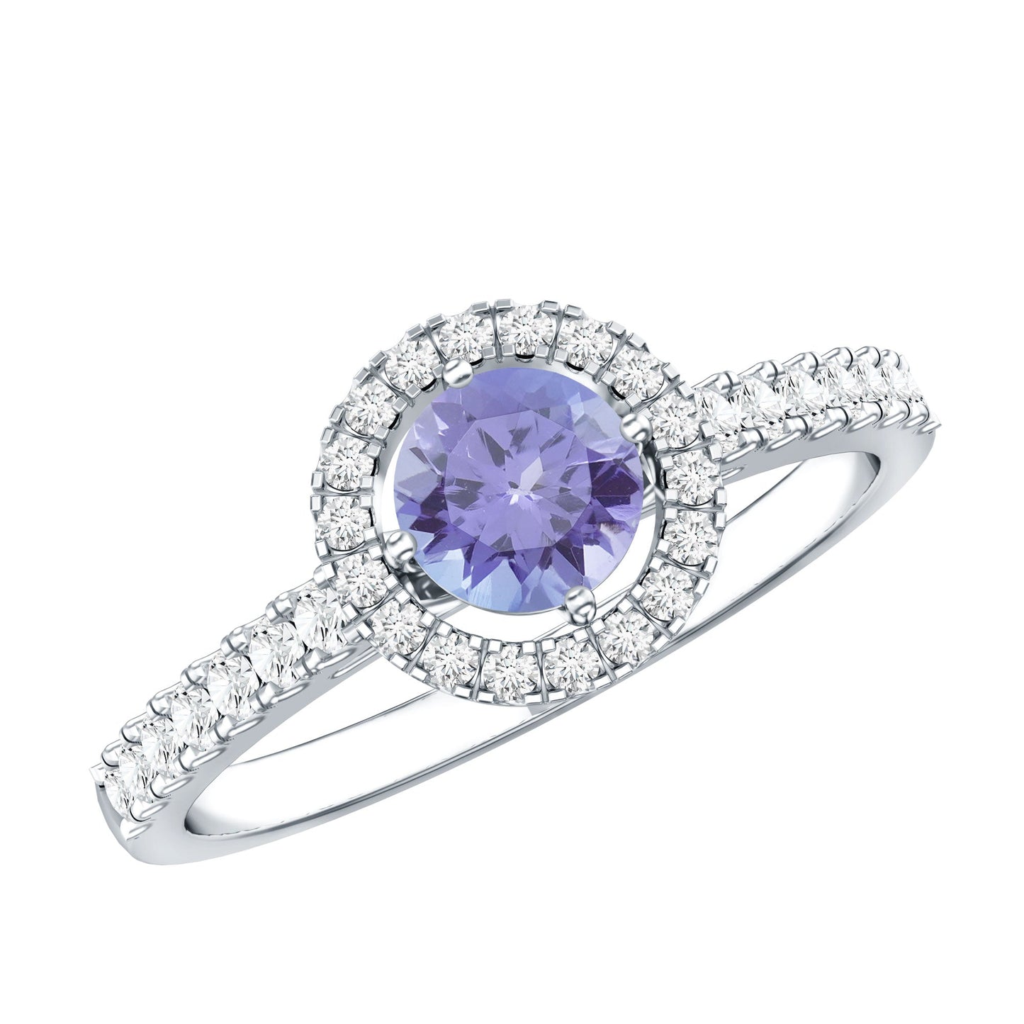 Natural Tanzanite and Diamond Promise Ring for Engagement