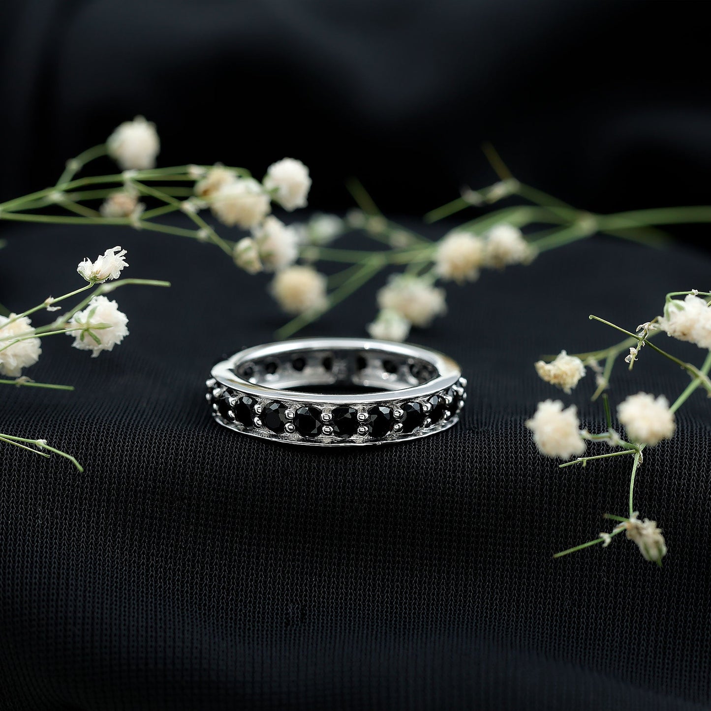 Certified Lab Grown Black Diamond Full Eternity Band Ring for Women