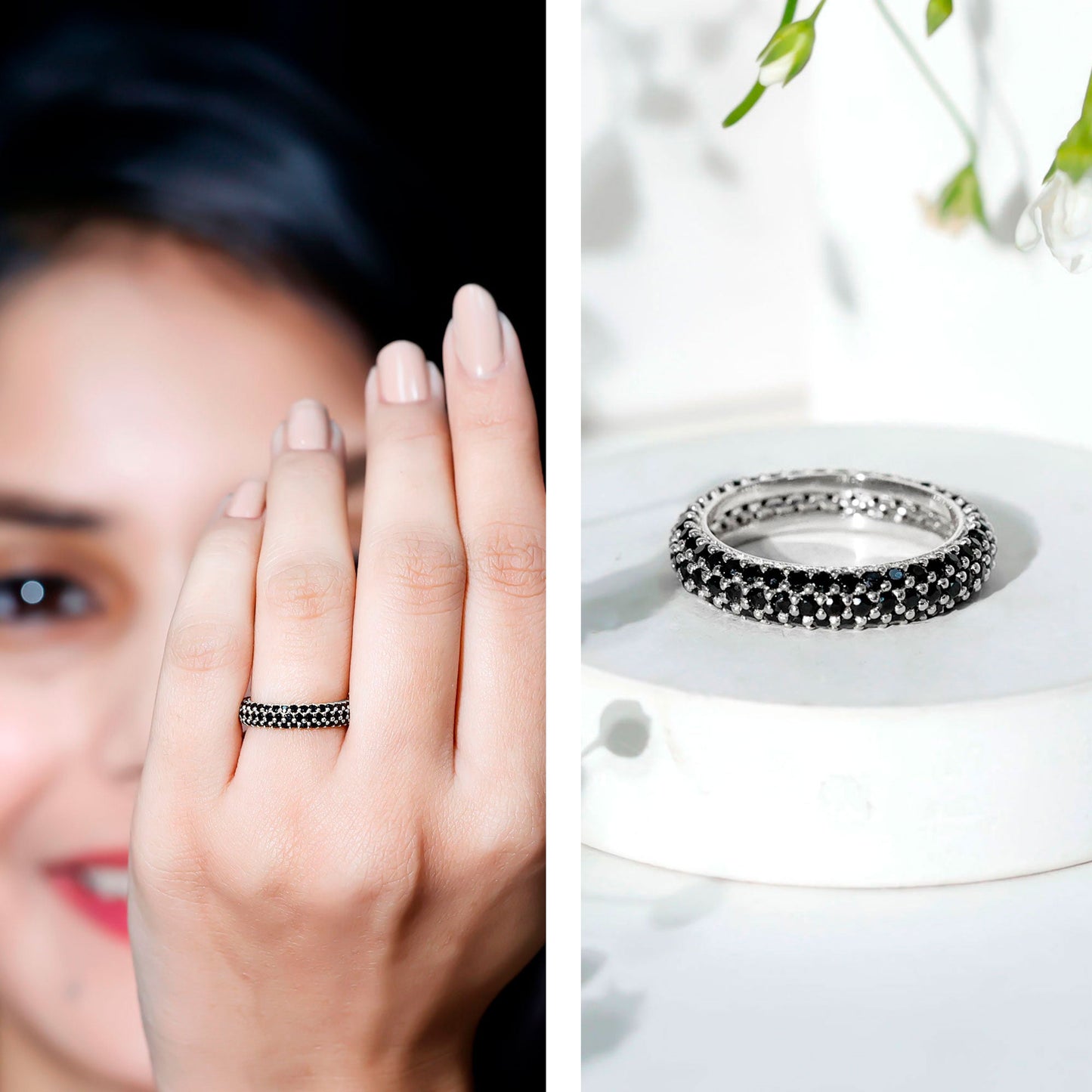 Certified Lab Grown Black Diamond Eternity Band Ring for Women