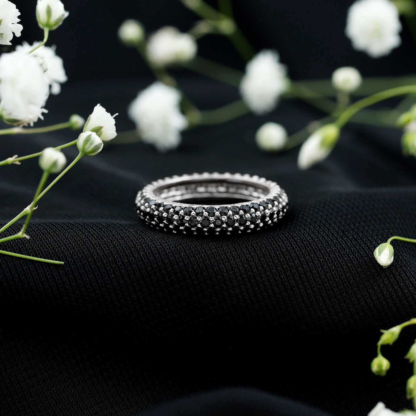 Certified Lab Grown Black Diamond Eternity Band Ring for Women