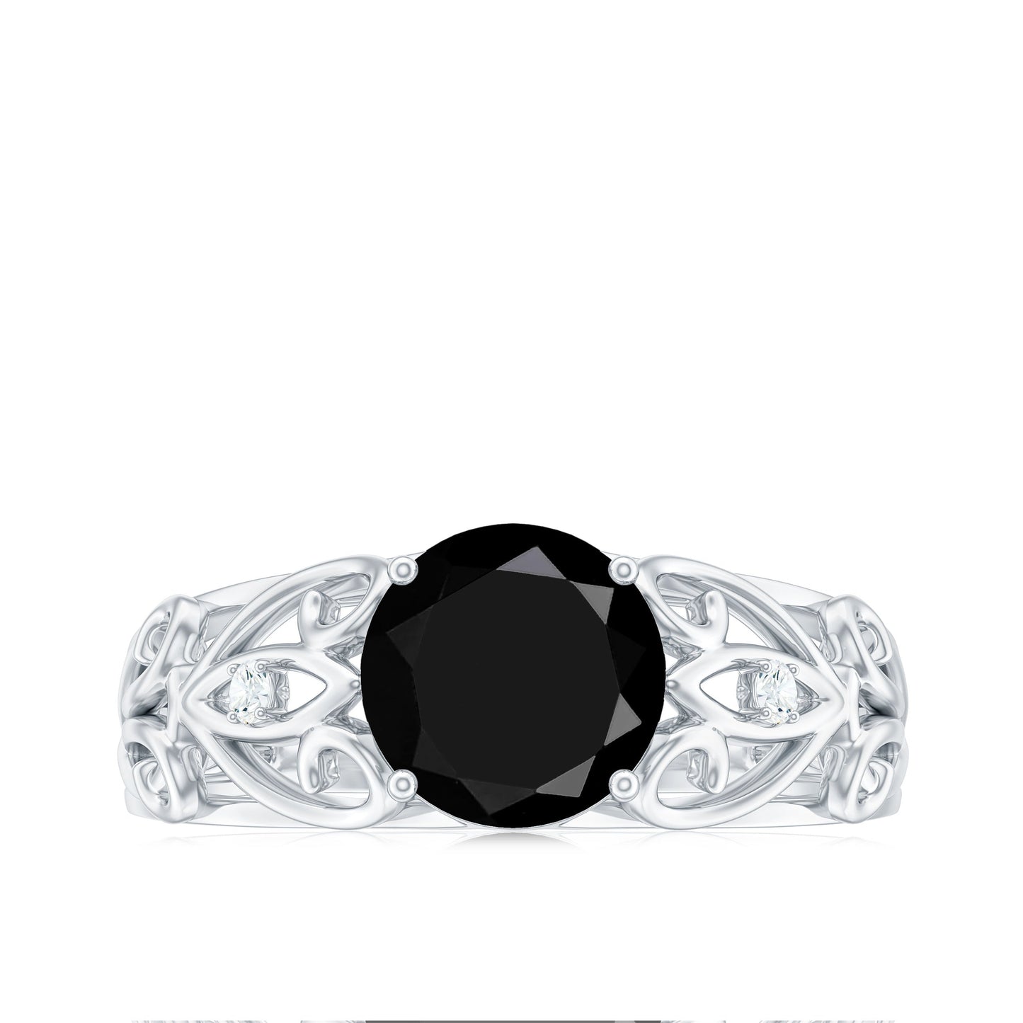 Vintage Inspired Black Onyx Filigree Engagement Ring