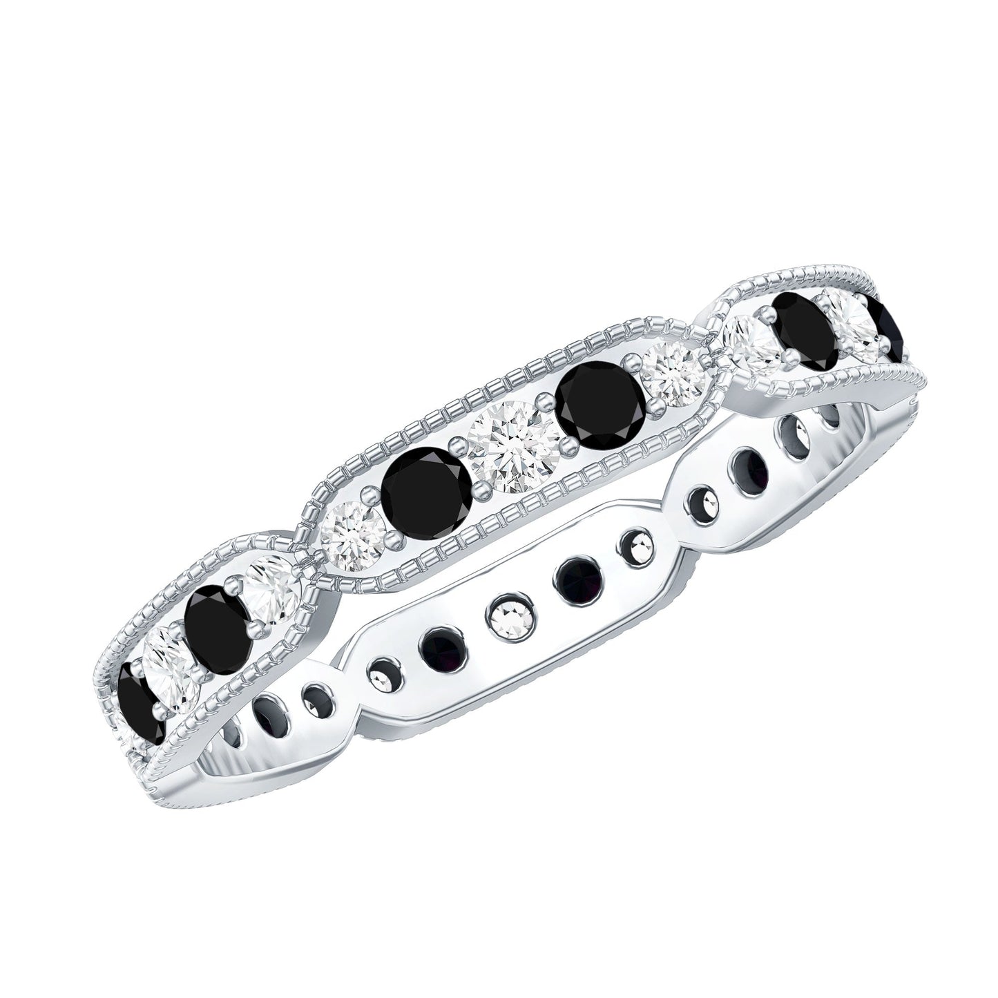 Classic Black Onyx and Diamond Eternity Band Ring