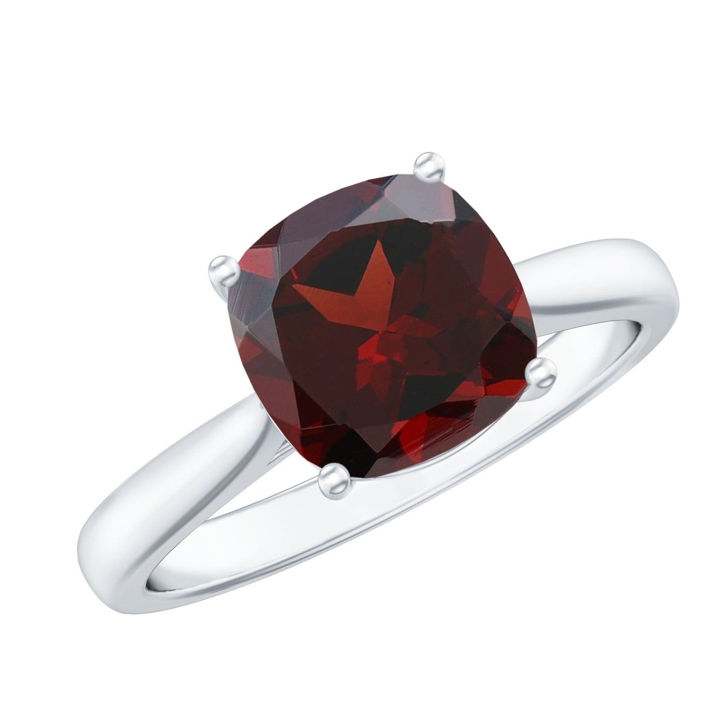 3.2 Carat Natural Garnet Cushion Cut Engagement Ring with Surprise Diamond