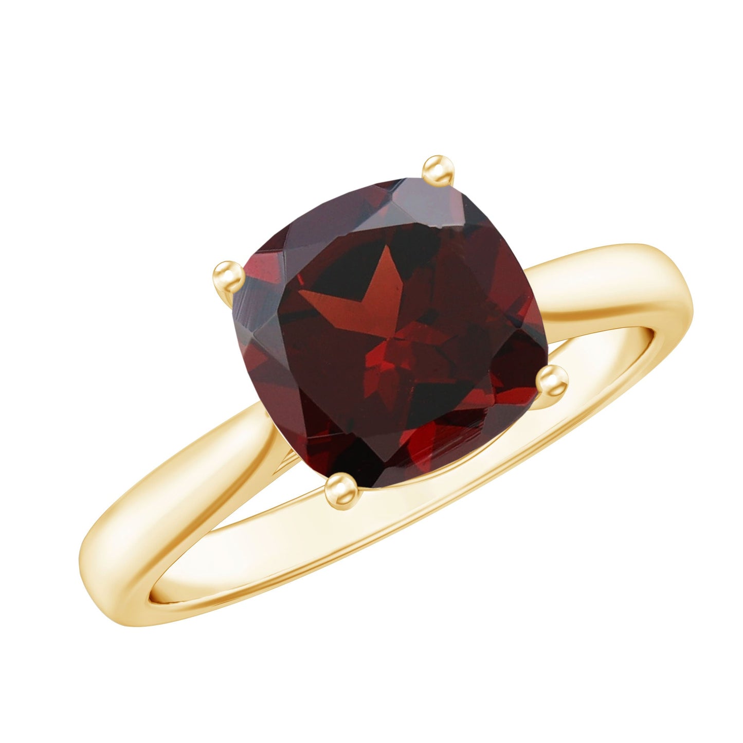3.2 Carat Natural Garnet Cushion Cut Engagement Ring with Surprise Diamond