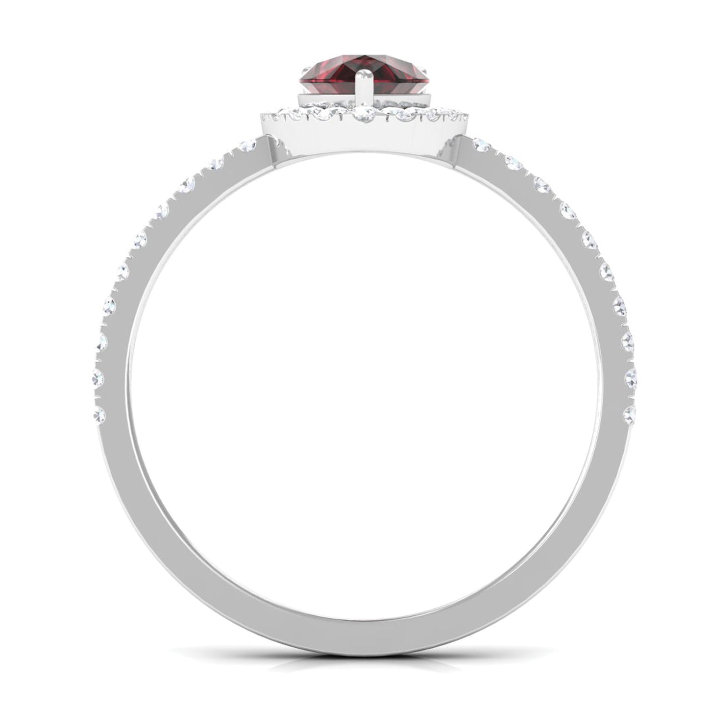 0.8 Carat Genuine Garnet Pear Shaped Engagement Ring with Diamond Halo