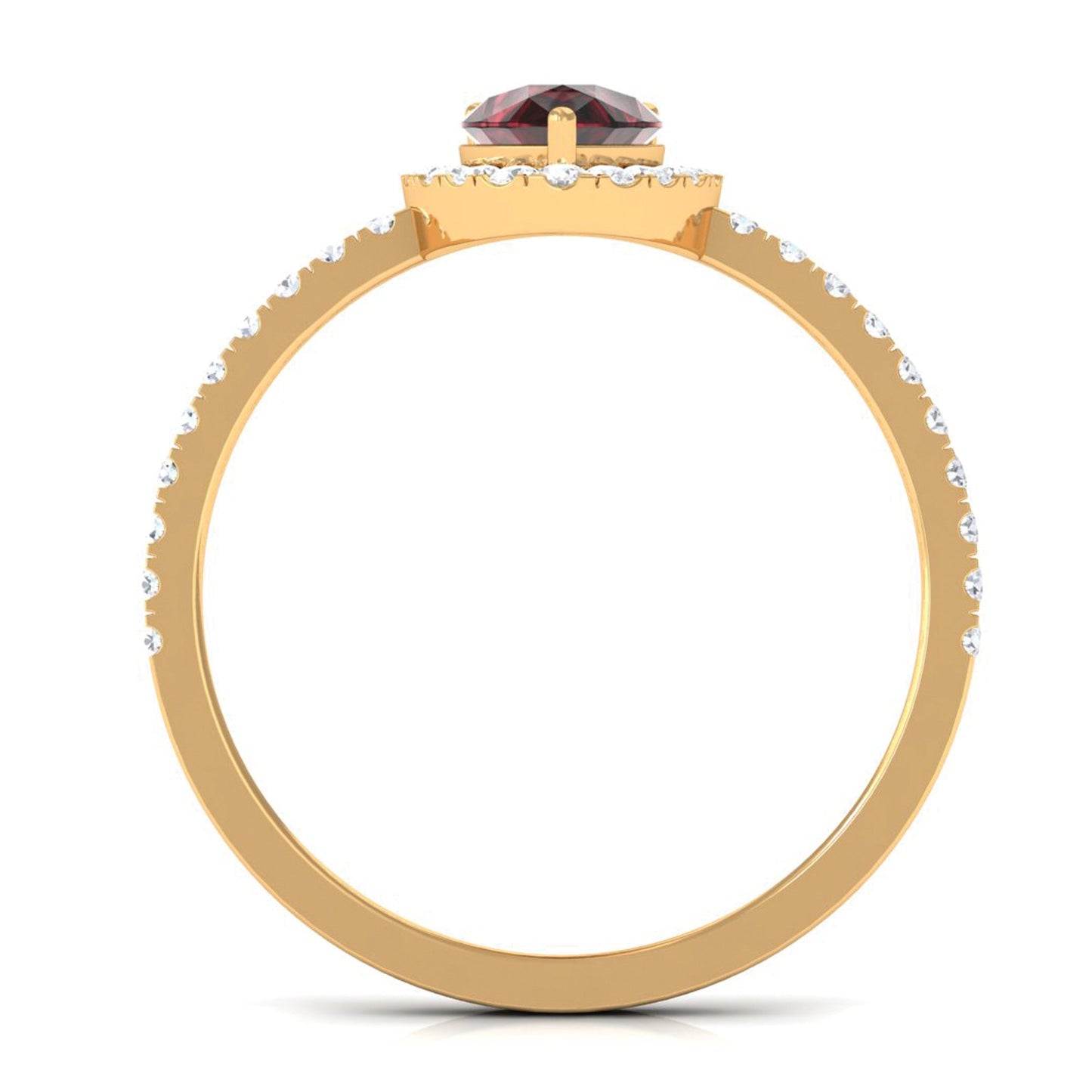 0.8 Carat Genuine Garnet Pear Shaped Engagement Ring with Diamond Halo