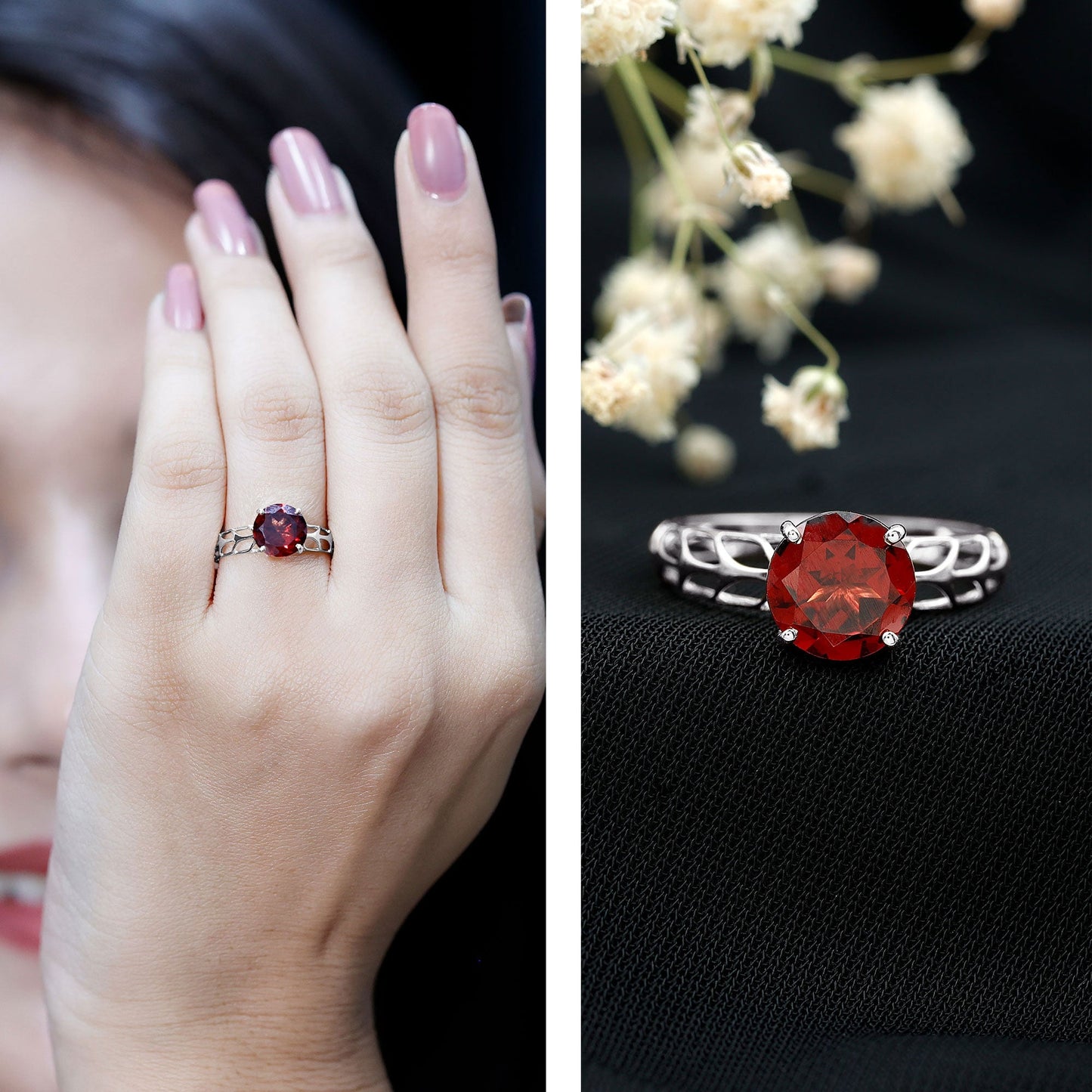 2.3 Carat Natural Garnet Filigree Engagement Ring with Certificate