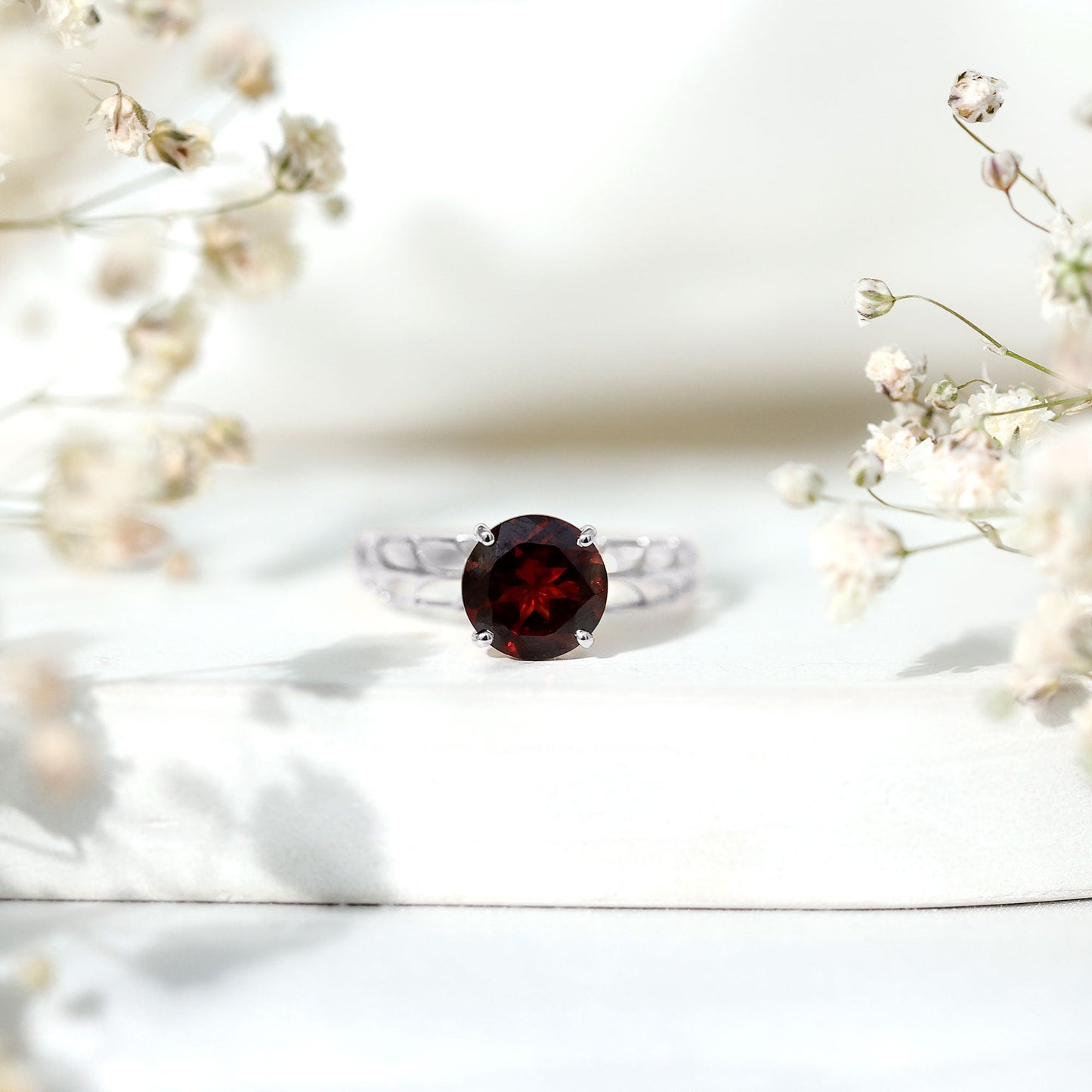2.3 Carat Natural Garnet Filigree Engagement Ring with Certificate