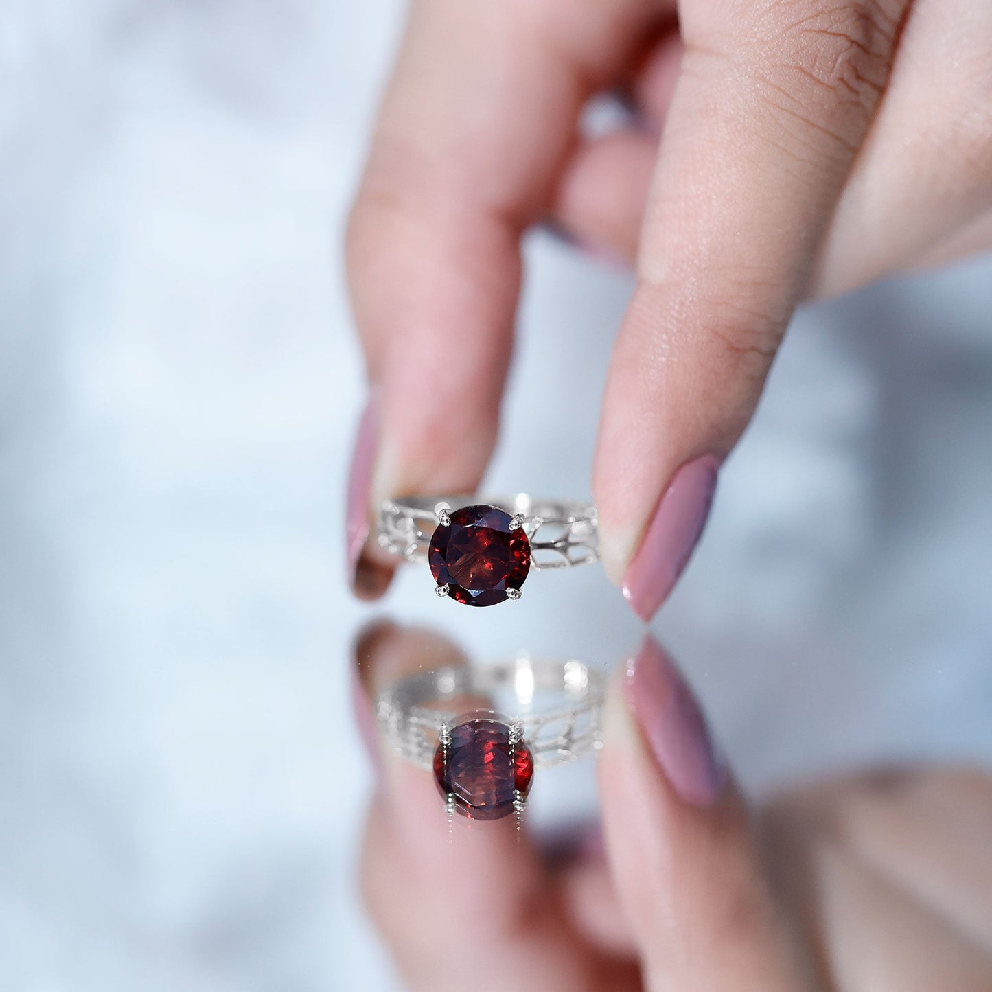 2.3 Carat Natural Garnet Filigree Engagement Ring with Certificate