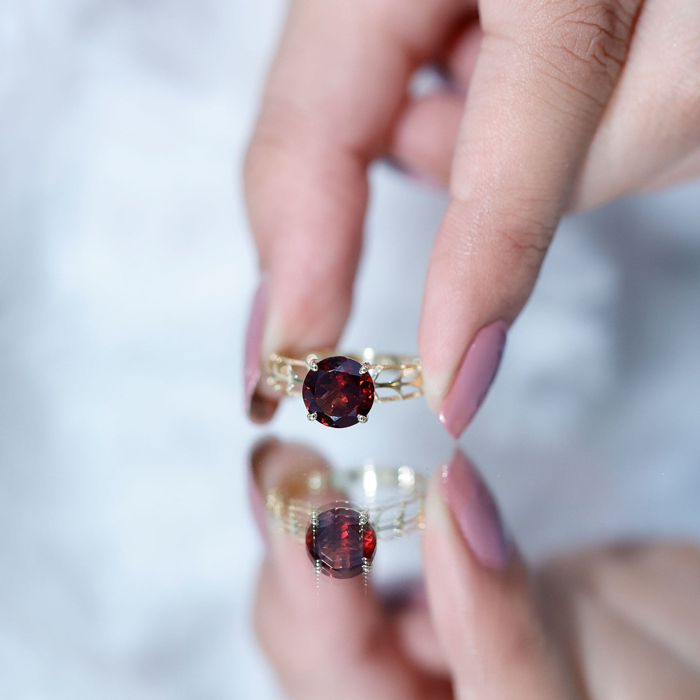 2.3 Carat Natural Garnet Filigree Engagement Ring with Certificate