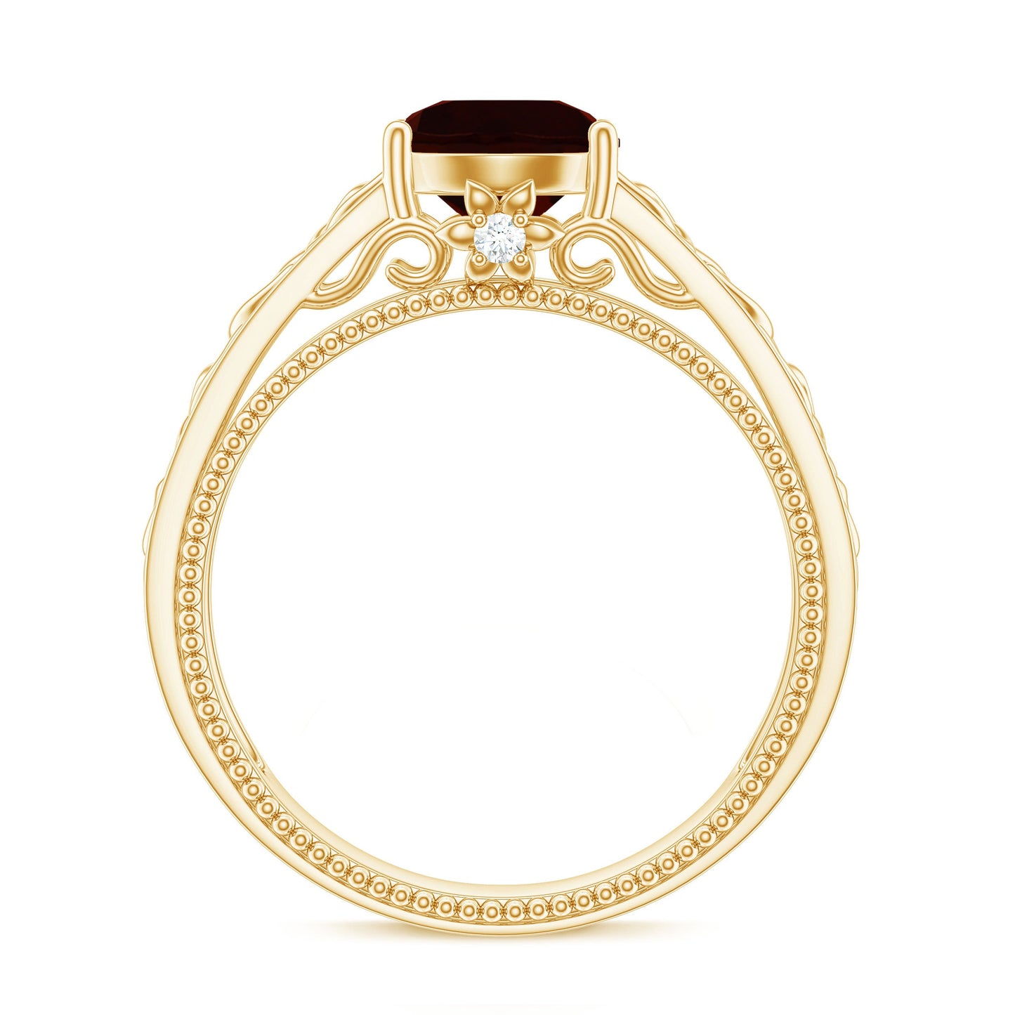 Vintage Style Garnet Diamond Engagement Ring with Celtic Knot