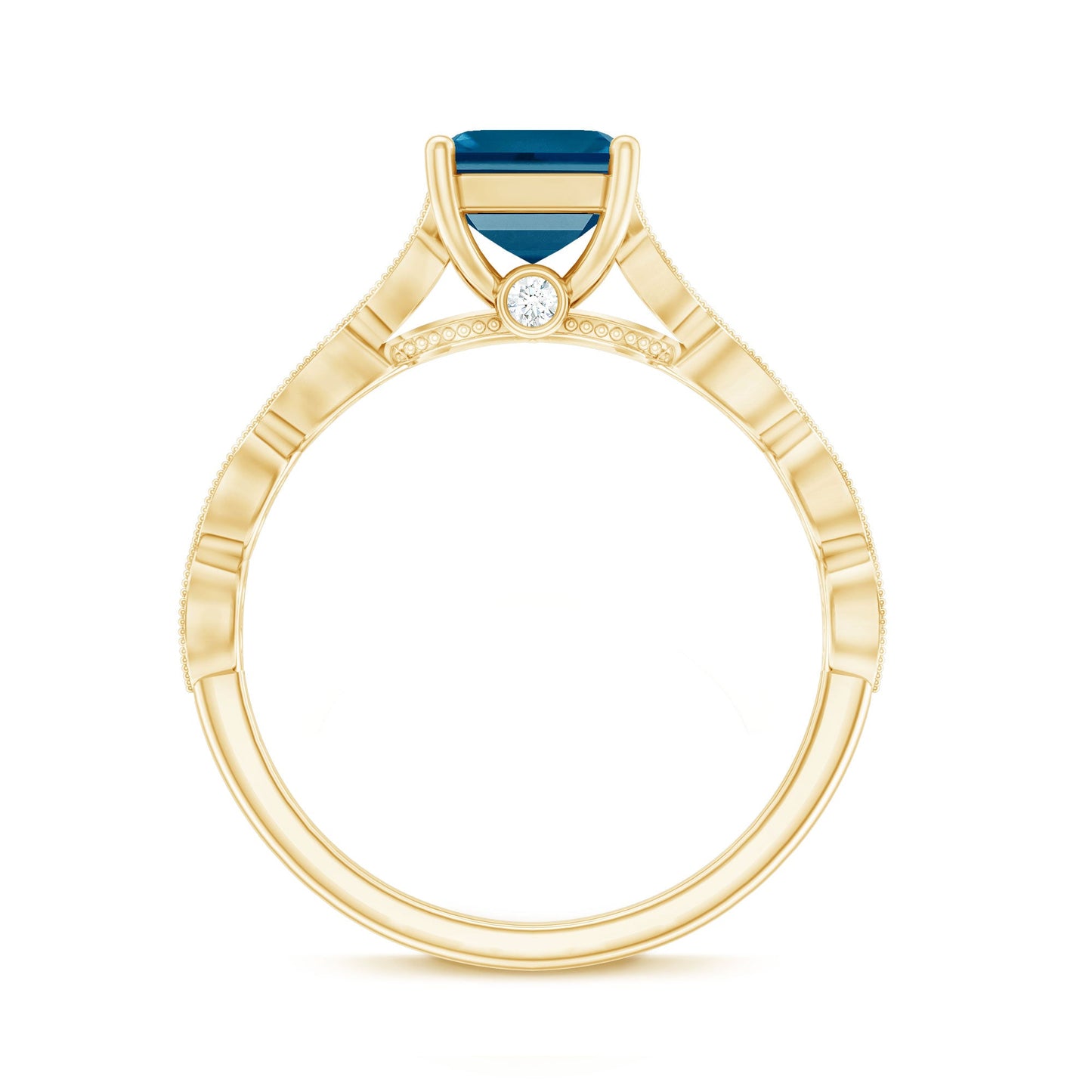 3 Carat Asscher Cut London Blue Topaz Designer Engagement Ring with Diamond