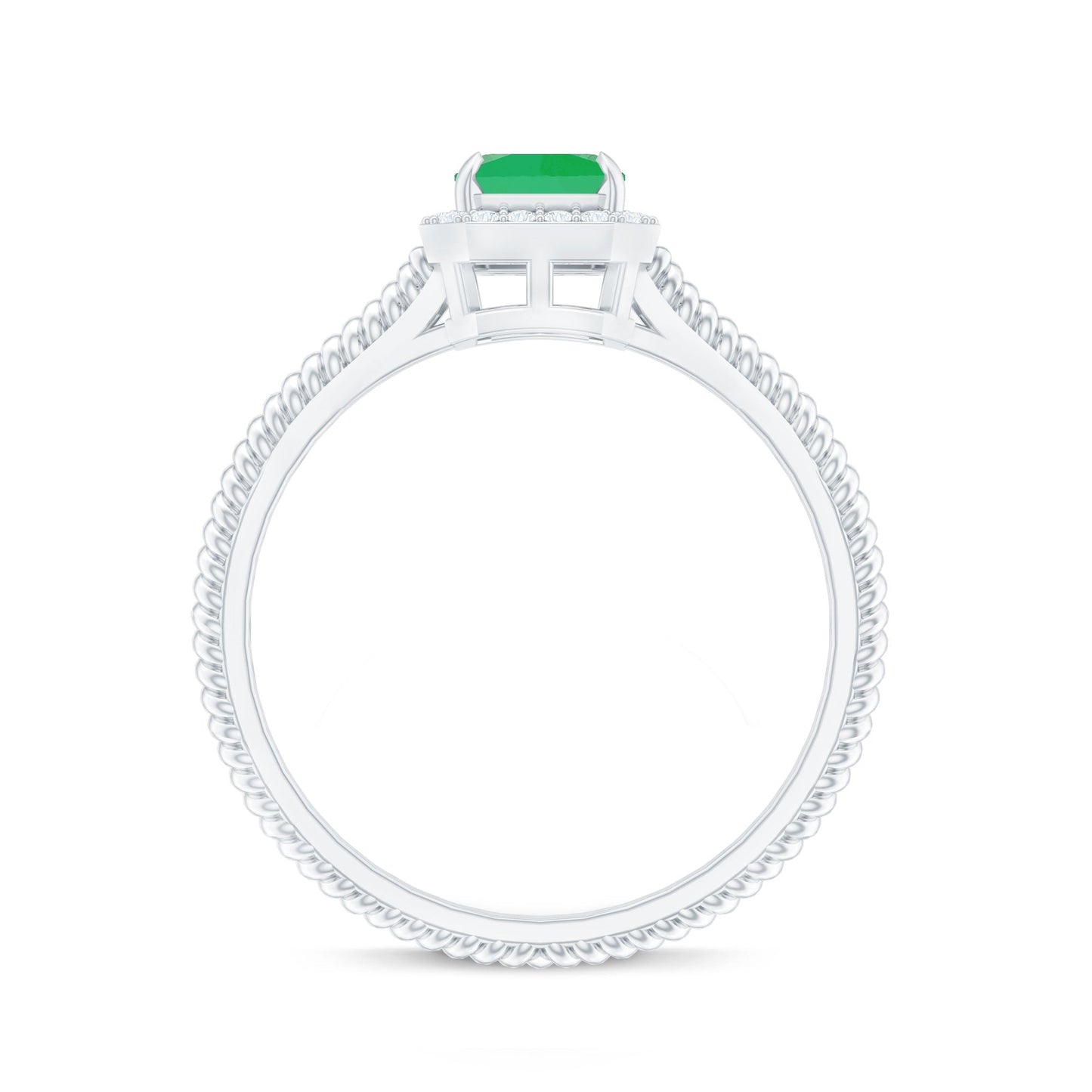 Natural 1.2 Carat Emerald Engagement Ring with Diamond Halo