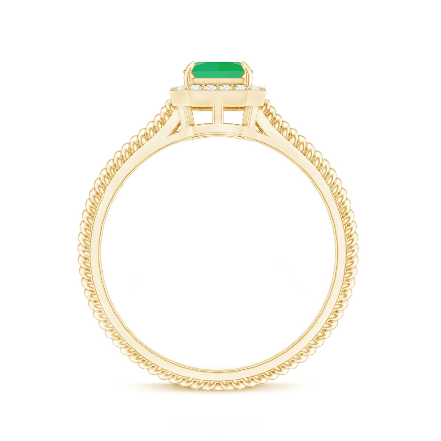 Natural 1.2 Carat Emerald Engagement Ring with Diamond Halo