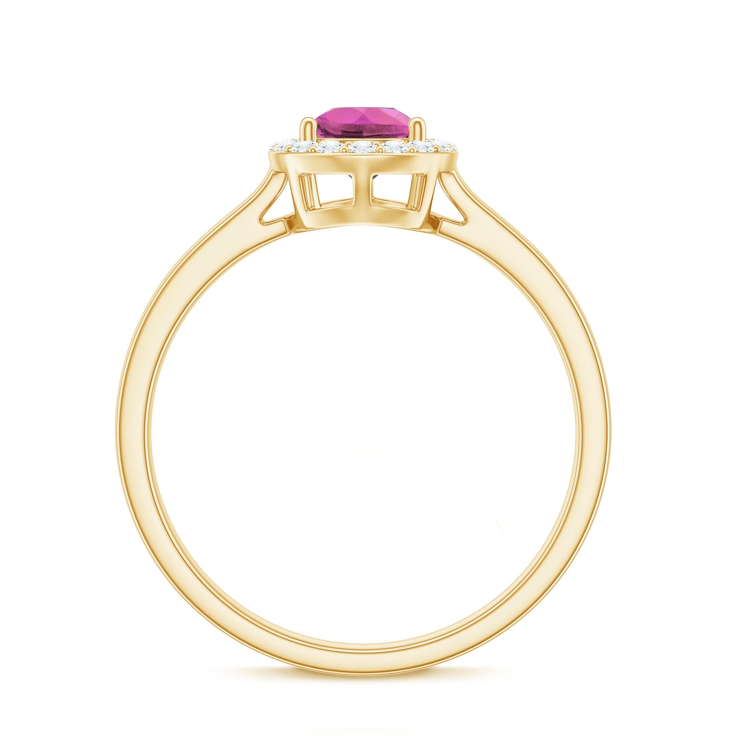 1.6 Carat Pear Shape Pink Tourmaline Ring with Diamond Halo