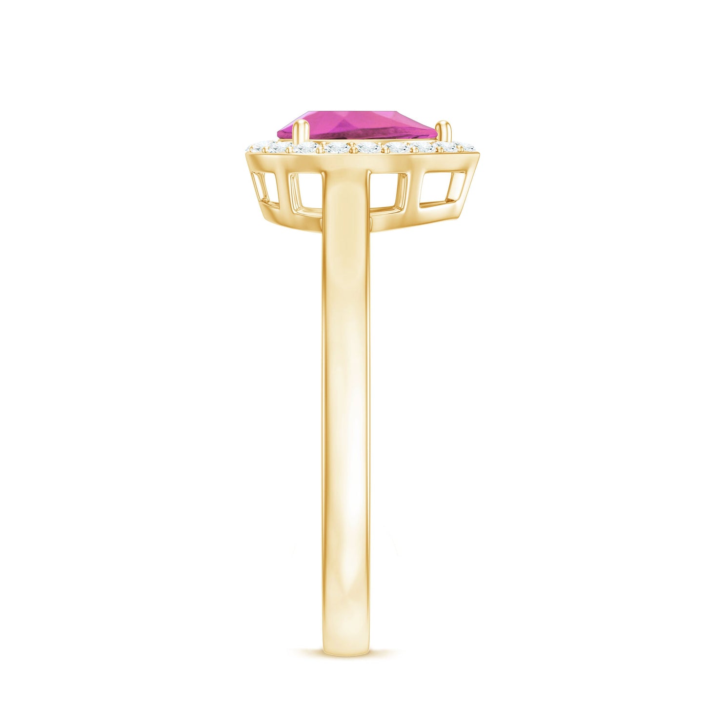 1.6 Carat Pear Shape Pink Tourmaline Ring with Diamond Halo
