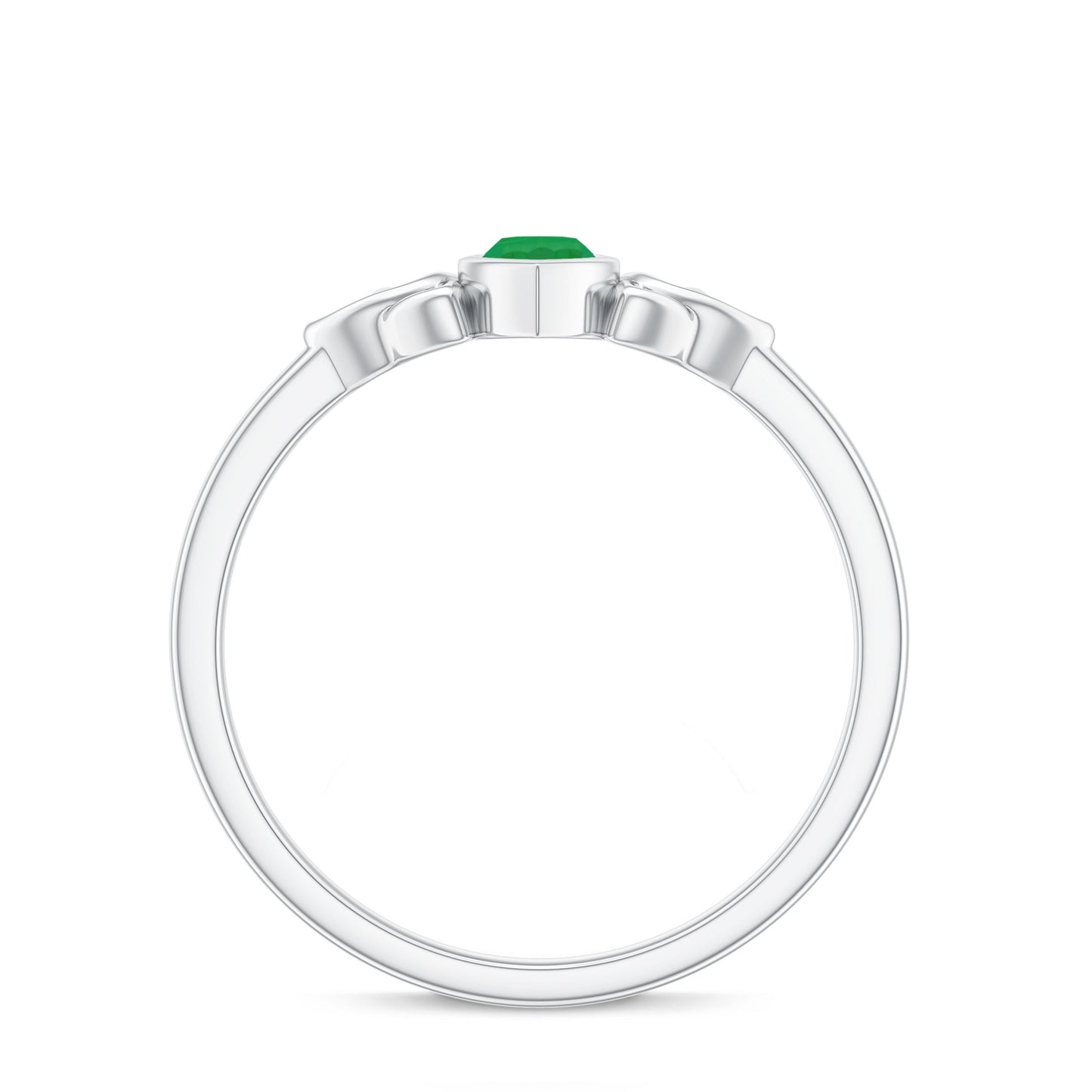 Marquise Cut Natural Emerald Celtic Engagement Ring in Bezel Setting