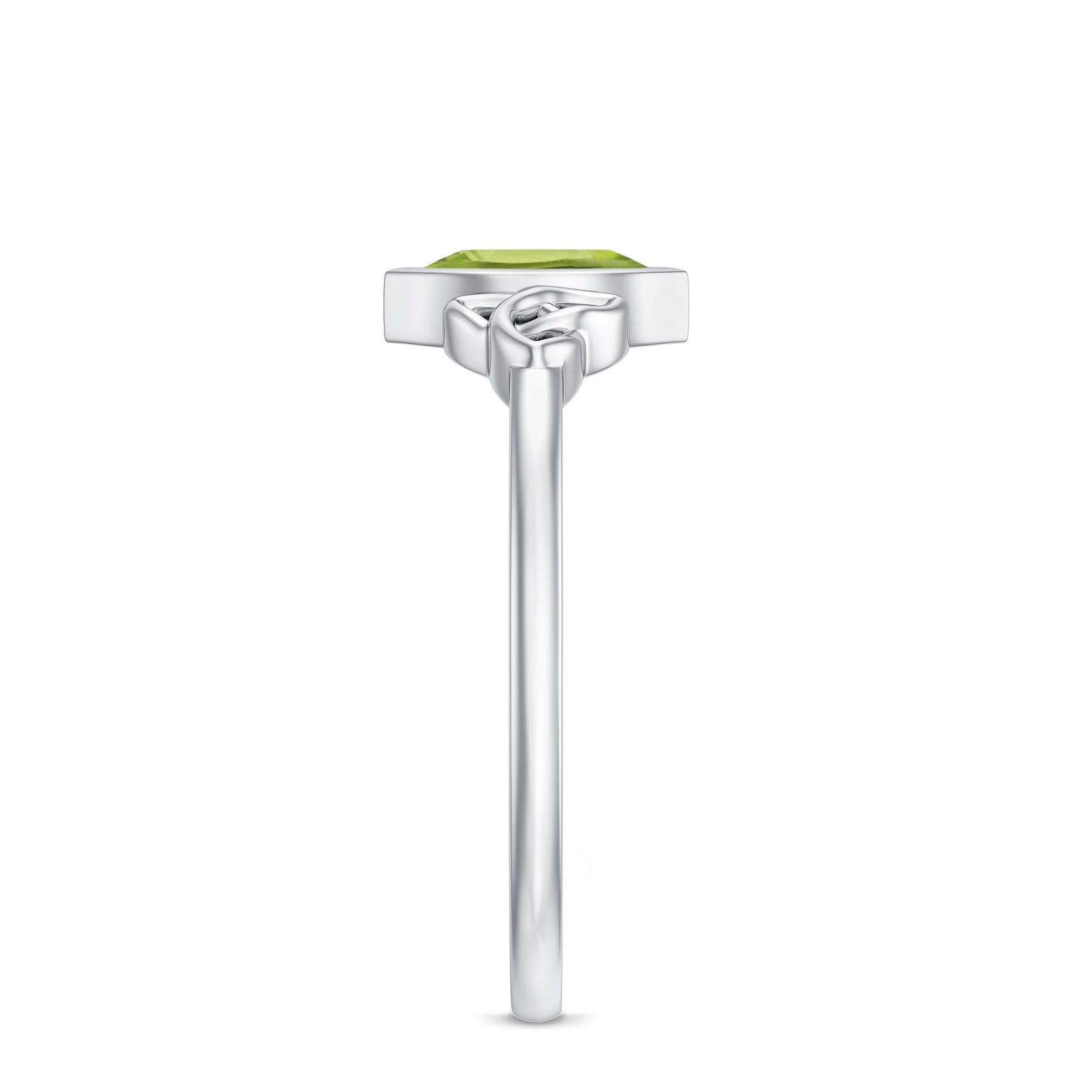Natural 0.7 Carat Marquise Peridot Promise Ring with Celtic Knot