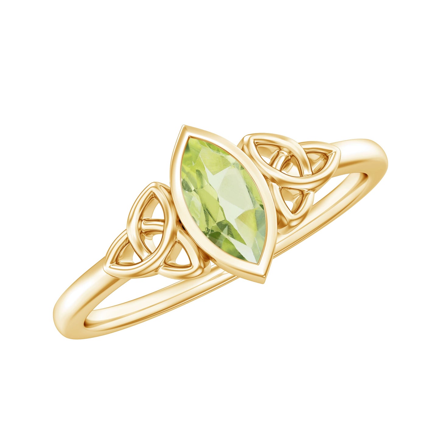 Natural 0.7 Carat Marquise Peridot Promise Ring with Celtic Knot