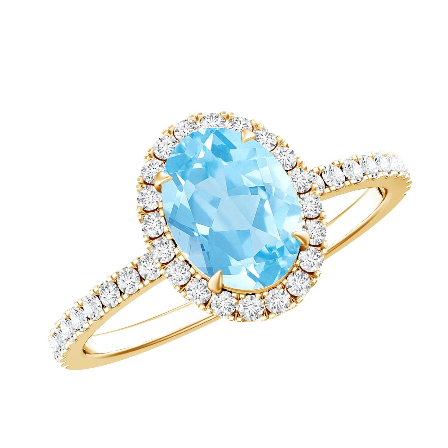 Classic Aquamarine Oval Engagement Ring with Diamond Halo