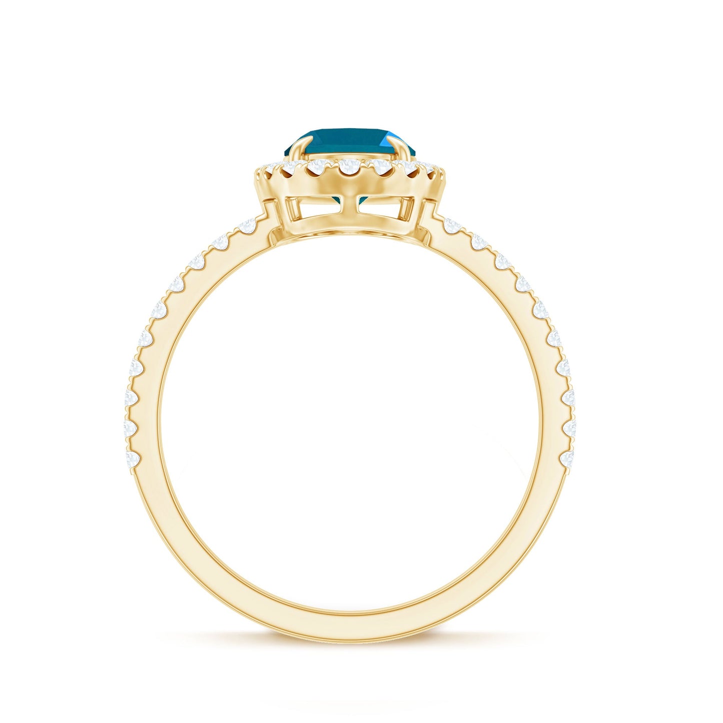 Oval 1 Carat London Blue Topaz Halo Engagement Ring