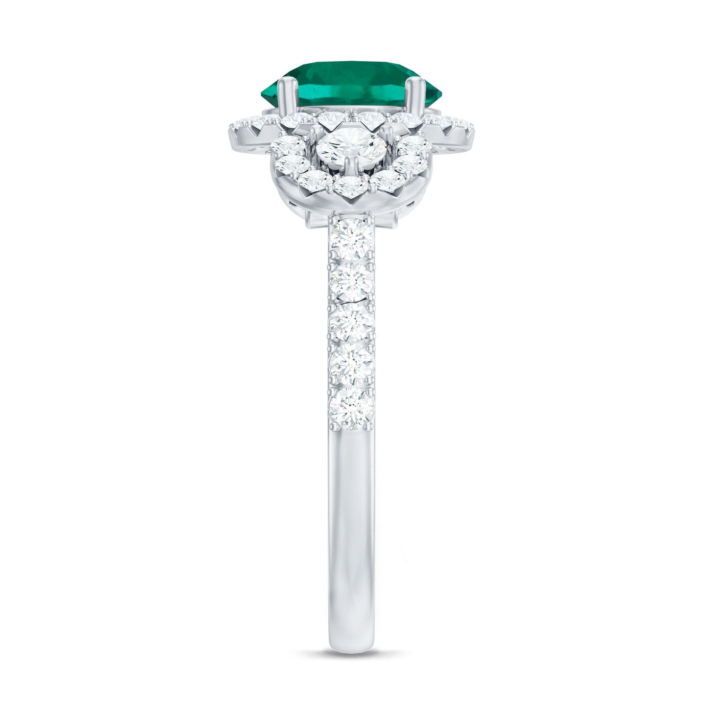 Certified 2 Carat Lab Grown Emerald Vintage Looking Engagement Ring with Moissanite