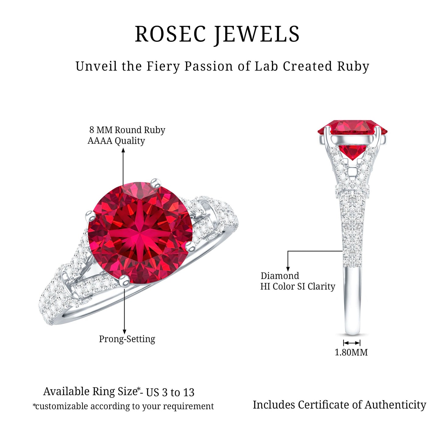 Lab Created Ruby and Diamond Split Shank Engagement Ring