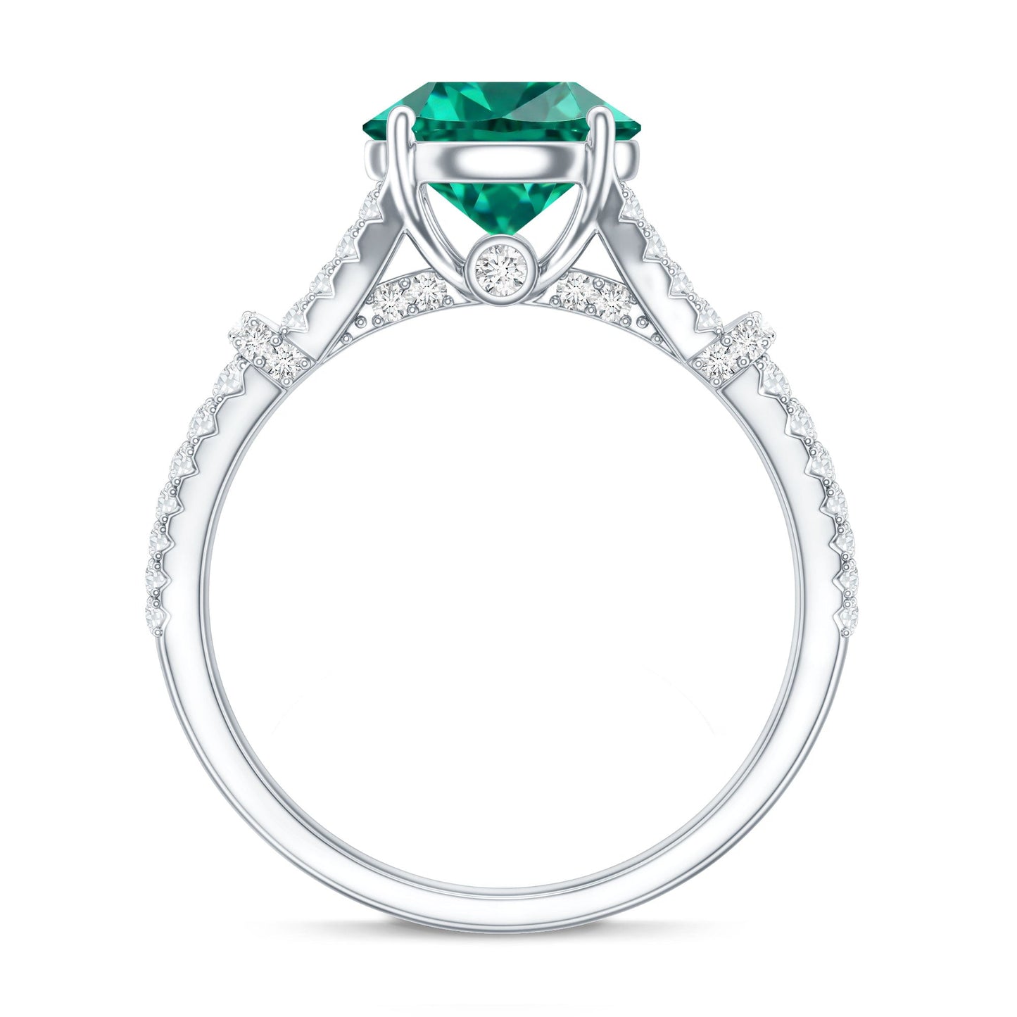 Classic Lab Grown Emerald Diamond Engagement Ring with Split Shank