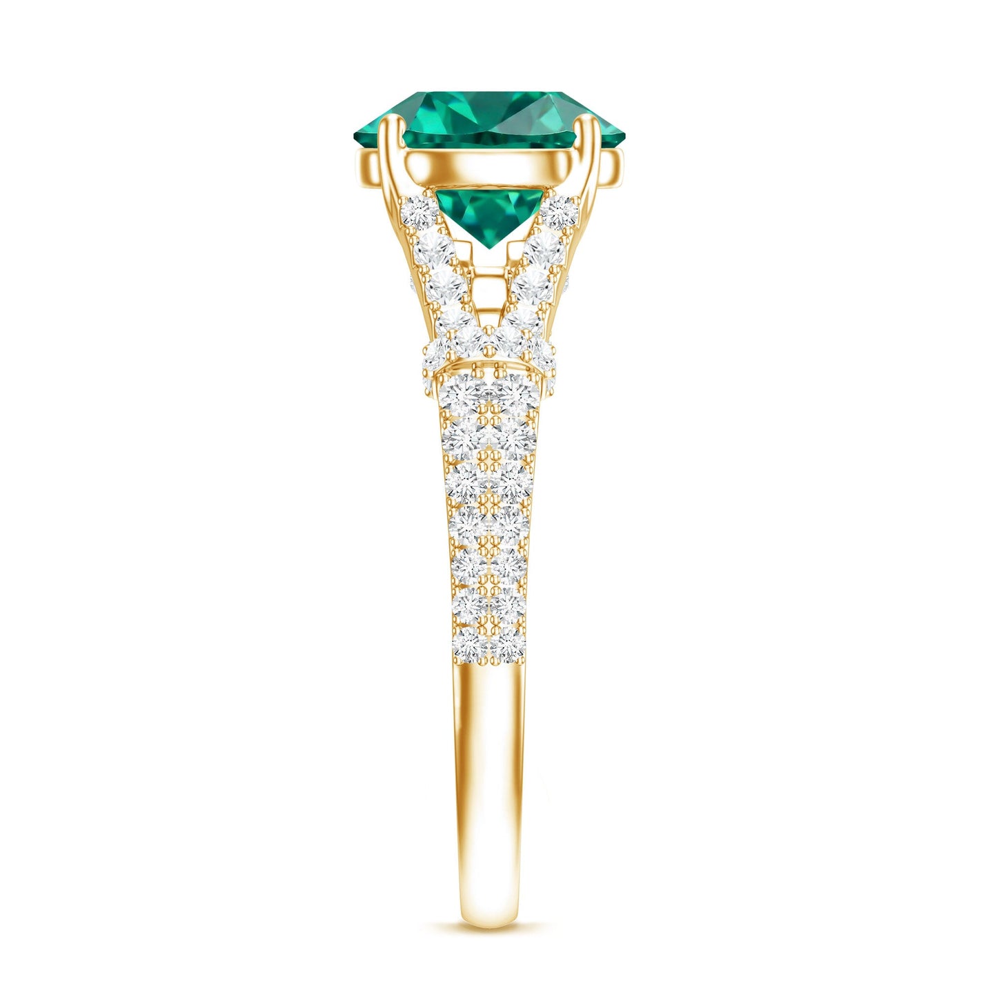Classic Lab Grown Emerald Diamond Engagement Ring with Split Shank