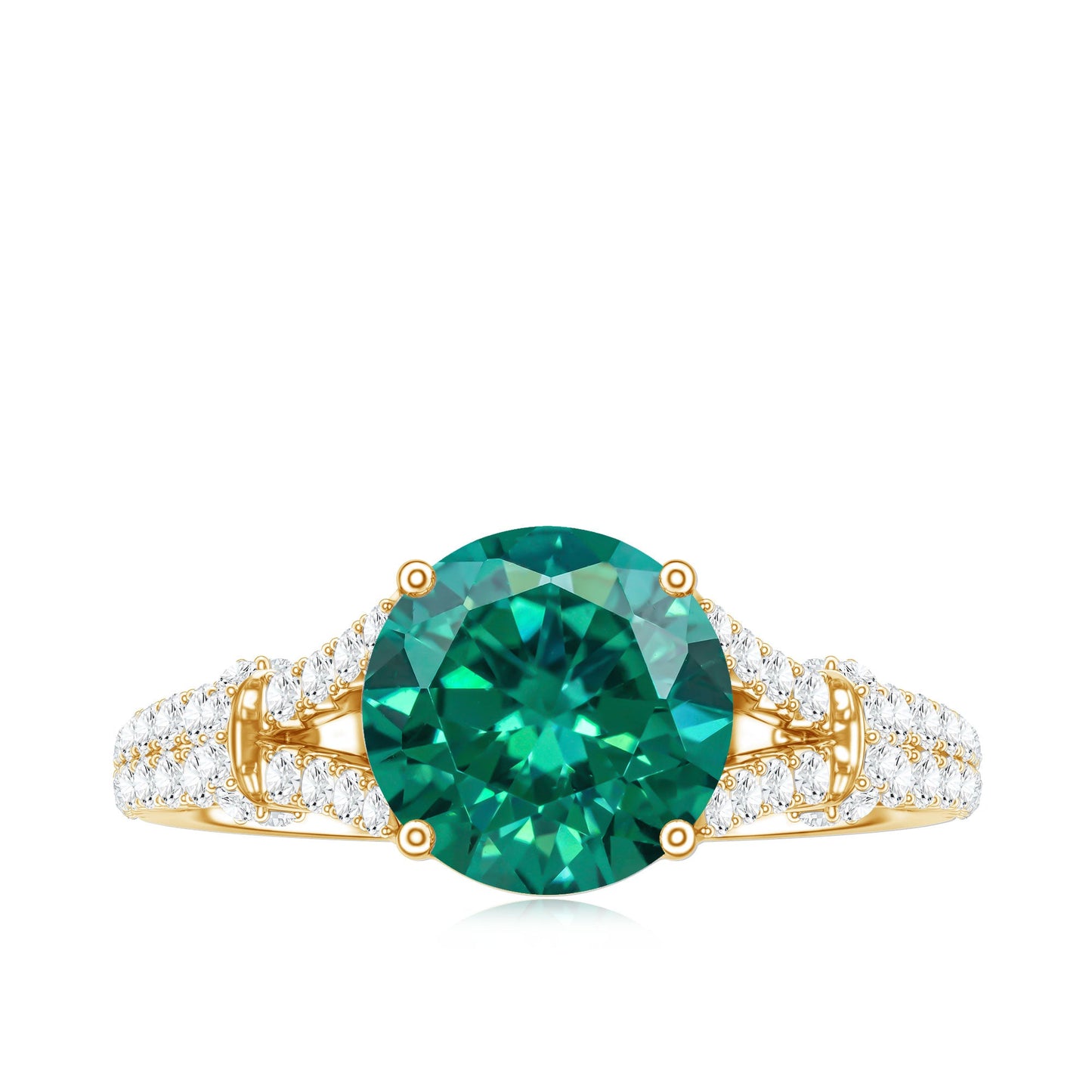 Classic Lab Grown Emerald Diamond Engagement Ring with Split Shank