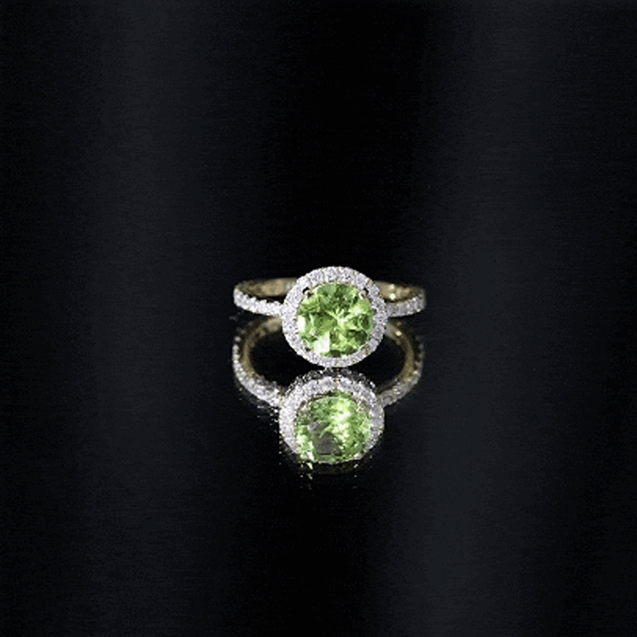 2 Carat Round Peridot Engagement Ring with Diamond Halo