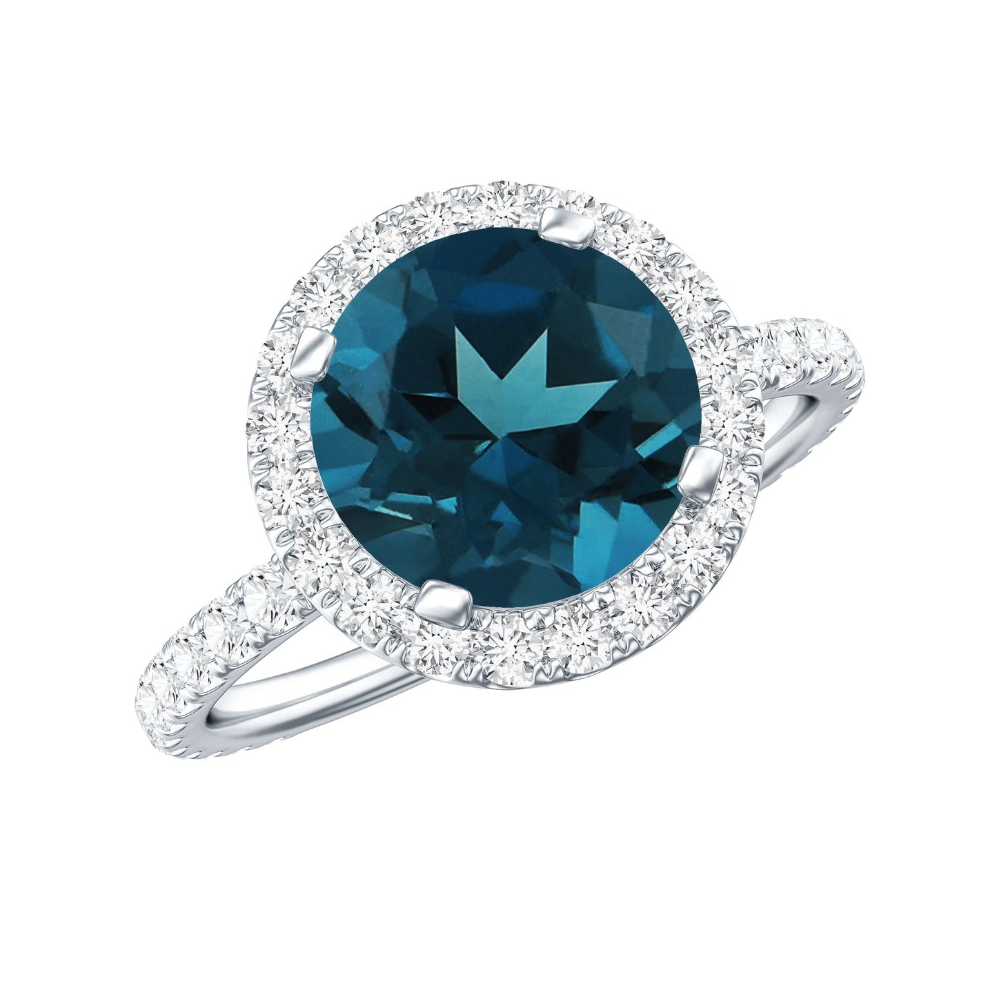 2 Carat London Blue Topaz Classic Engagement Ring with Diamond