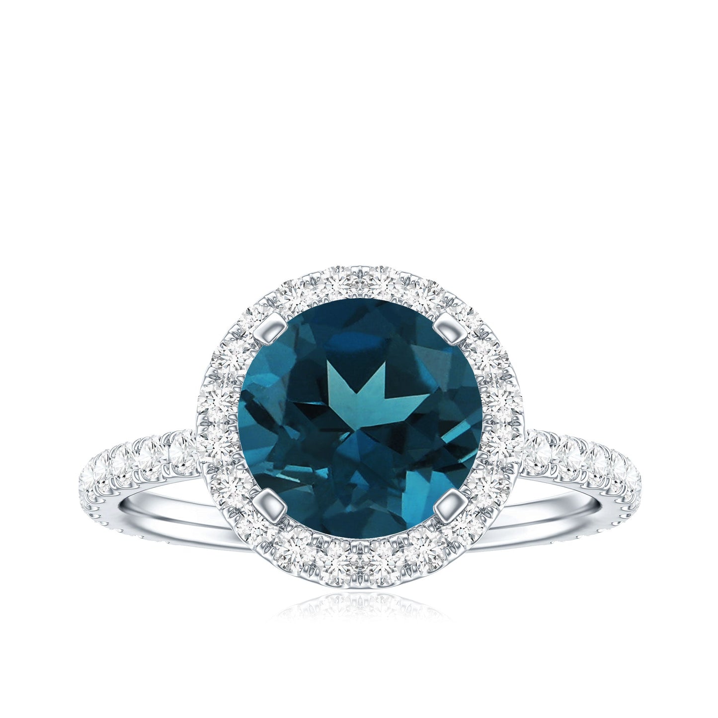 2 Carat London Blue Topaz Classic Engagement Ring with Diamond