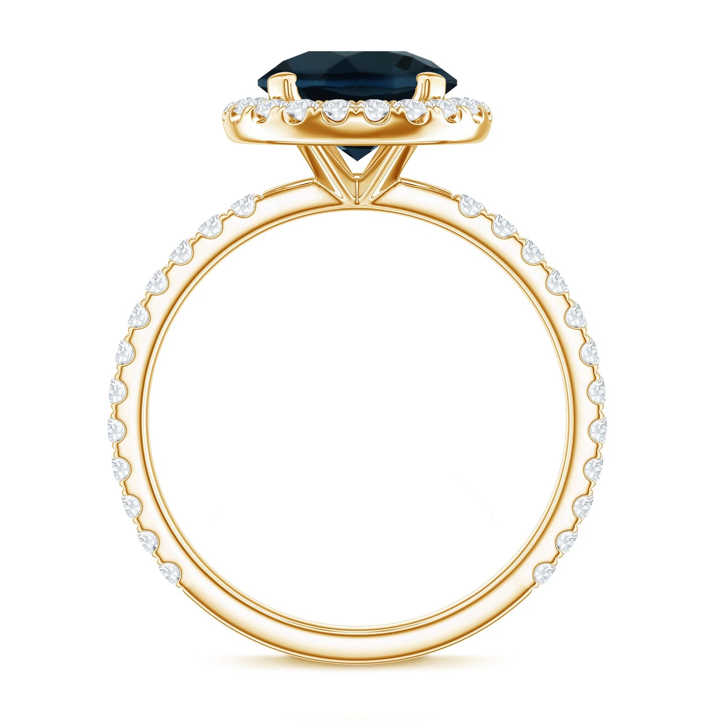 2 Carat London Blue Topaz Classic Engagement Ring with Diamond