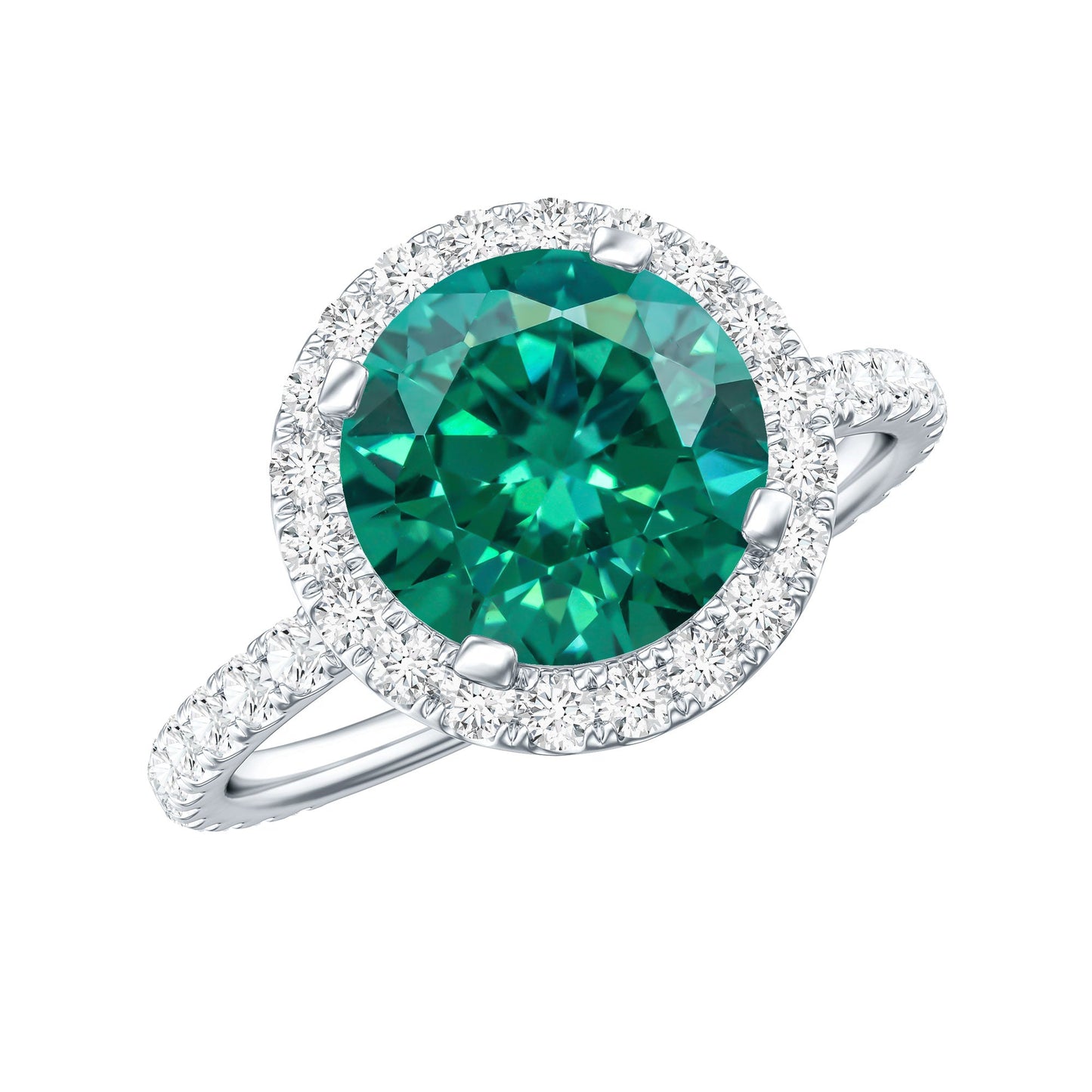 Certified 2 Carat Lab Grown Emerald Classic Engagement Ring with Halo