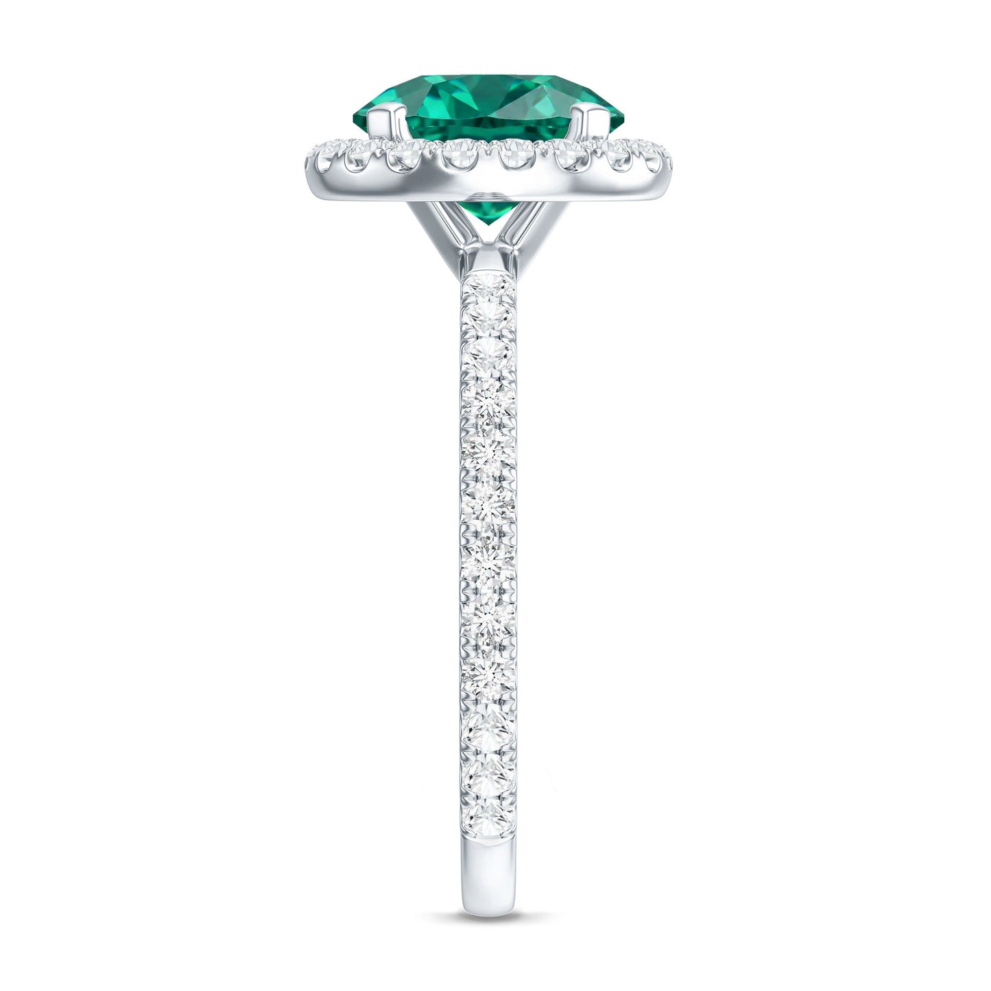 Certified 2 Carat Lab Grown Emerald Classic Engagement Ring with Halo