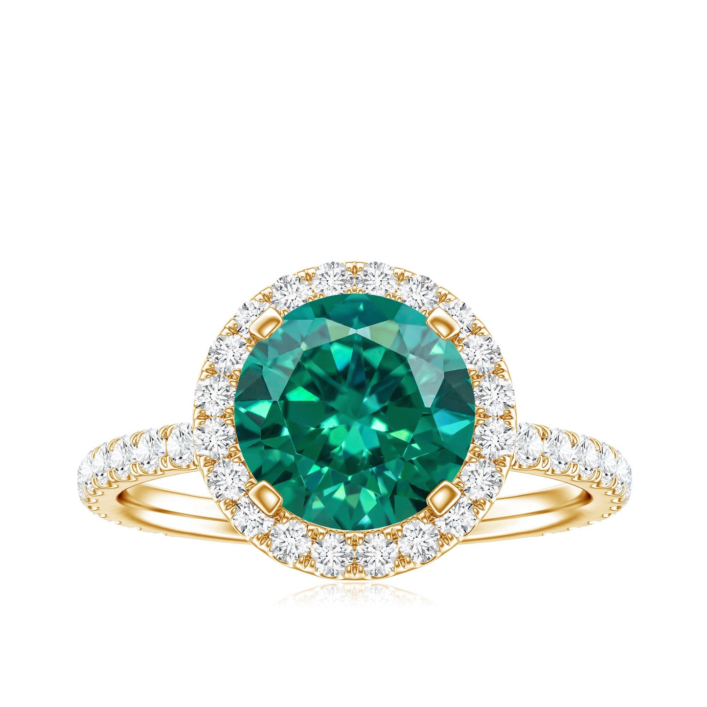 Certified 2 Carat Lab Grown Emerald Classic Engagement Ring with Halo