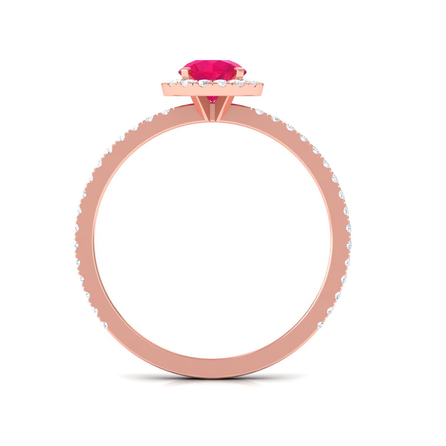 Minimal 0.6 Carat Ruby Engagement Ring with Diamond Halo