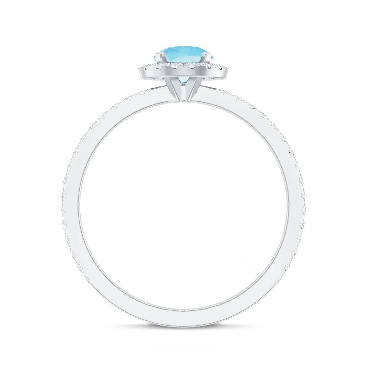 Genuine Blue Aquamarine Ring with Diamond Accent
