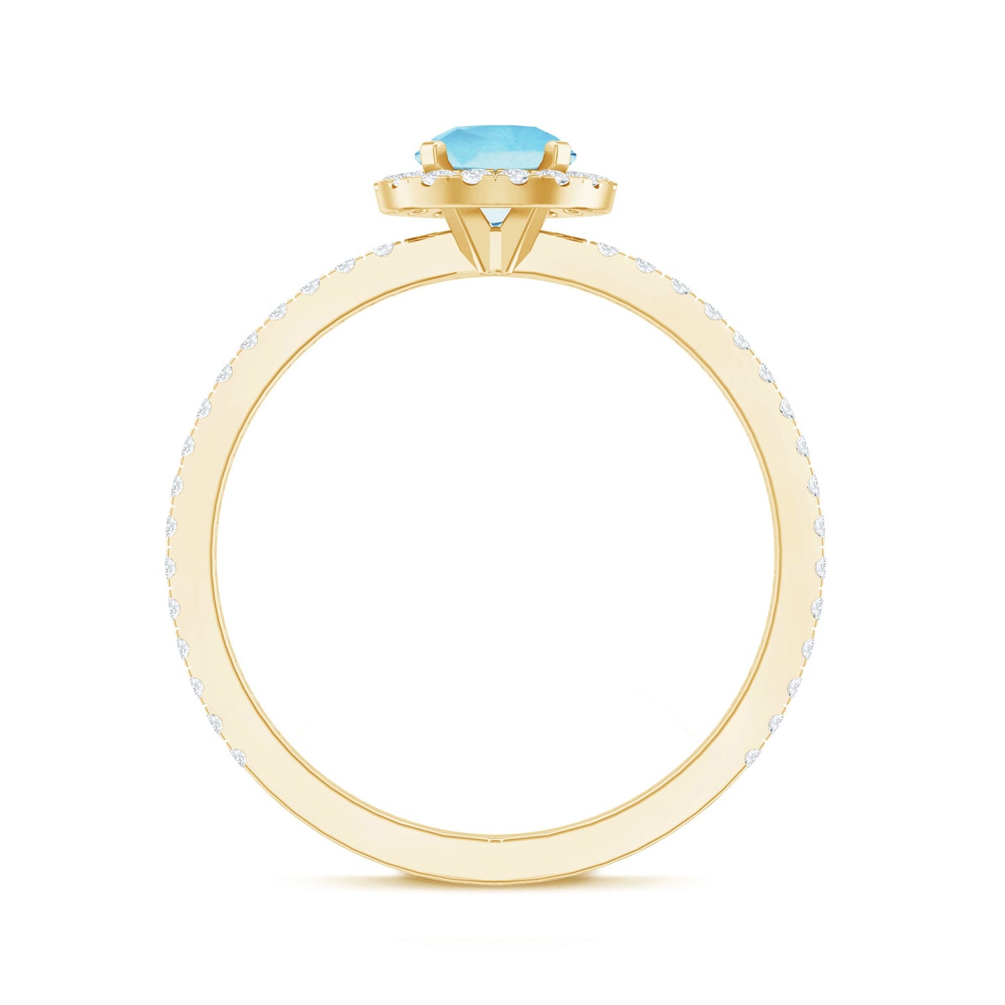 Genuine Blue Aquamarine Ring with Diamond Accent