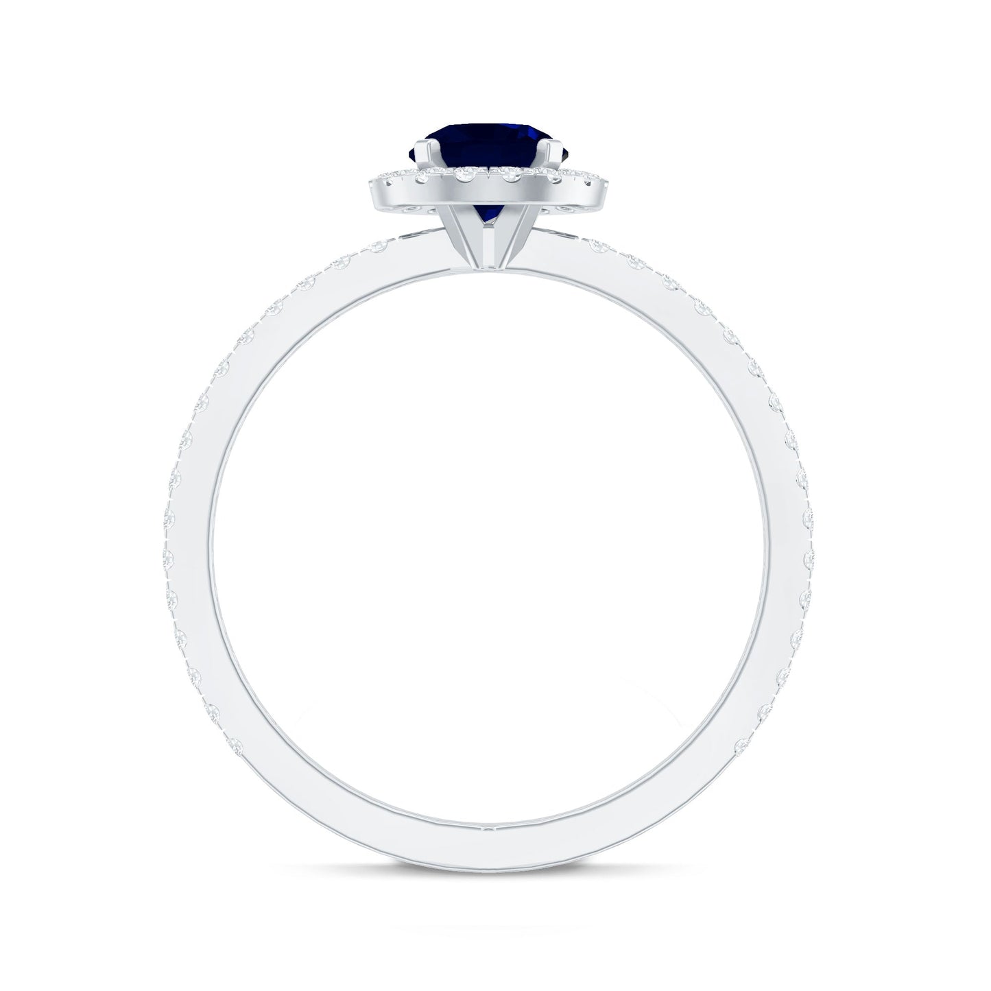 0.95 Carat Round Blue Sapphire and Diamond Halo Engagement Ring