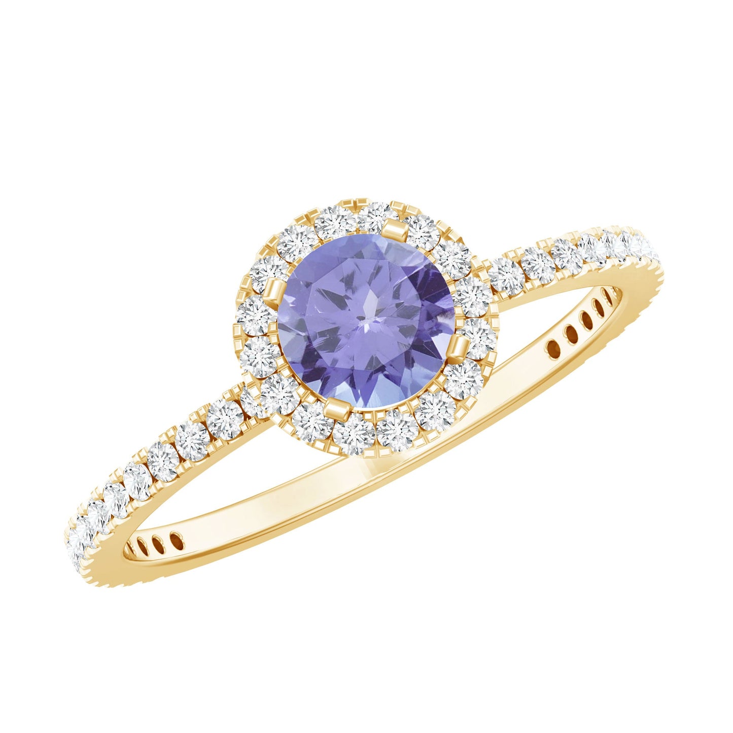 Womens Tanzanite Halo Ring with Diamond